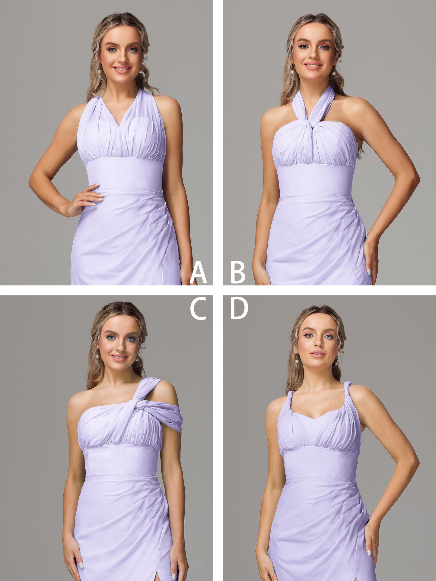 Sleeveless Off The Shoulder Chiffon Bridesmaid Dress With Slit