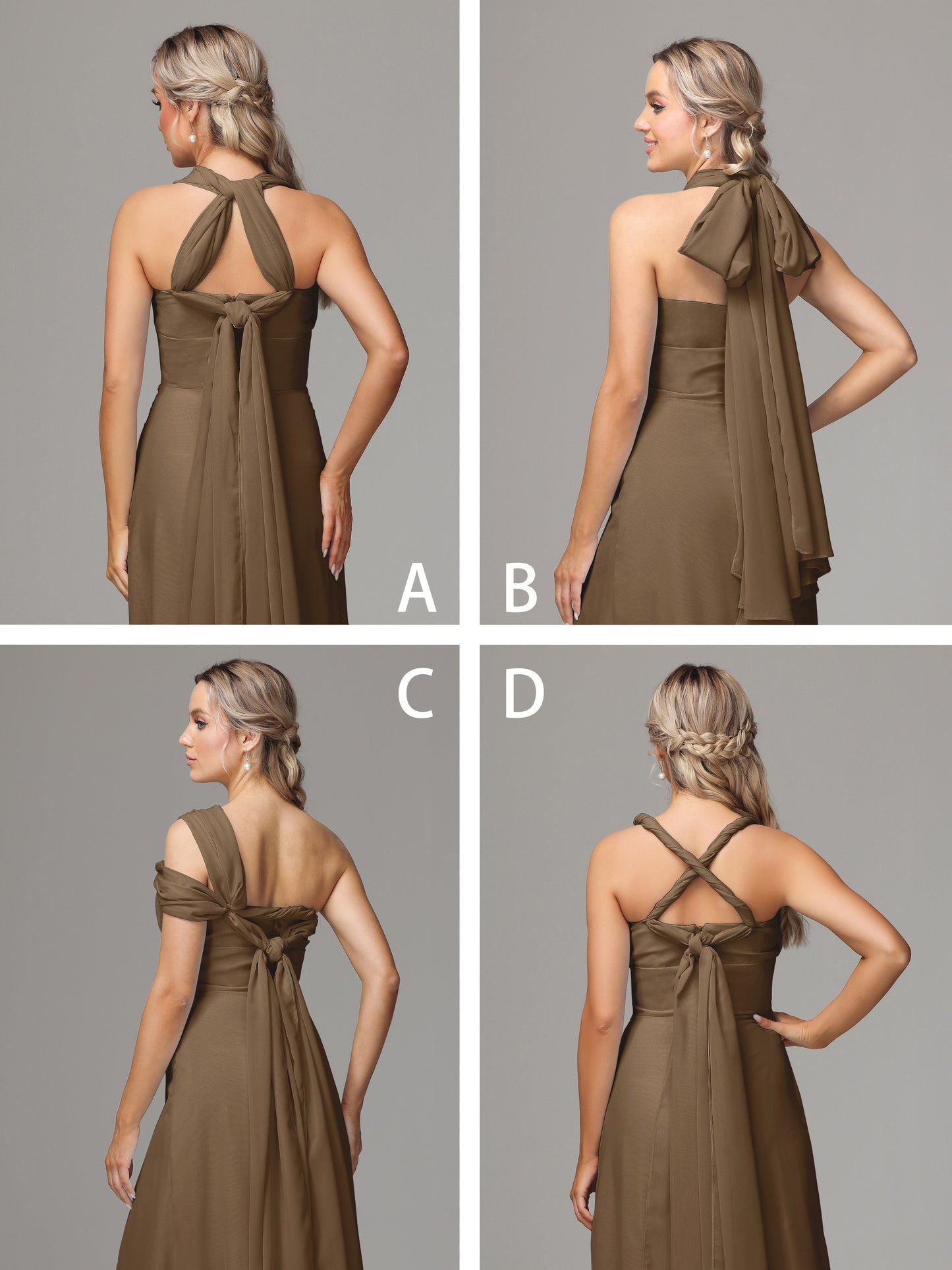 Sleeveless Off The Shoulder Chiffon Bridesmaid Dress With Slit