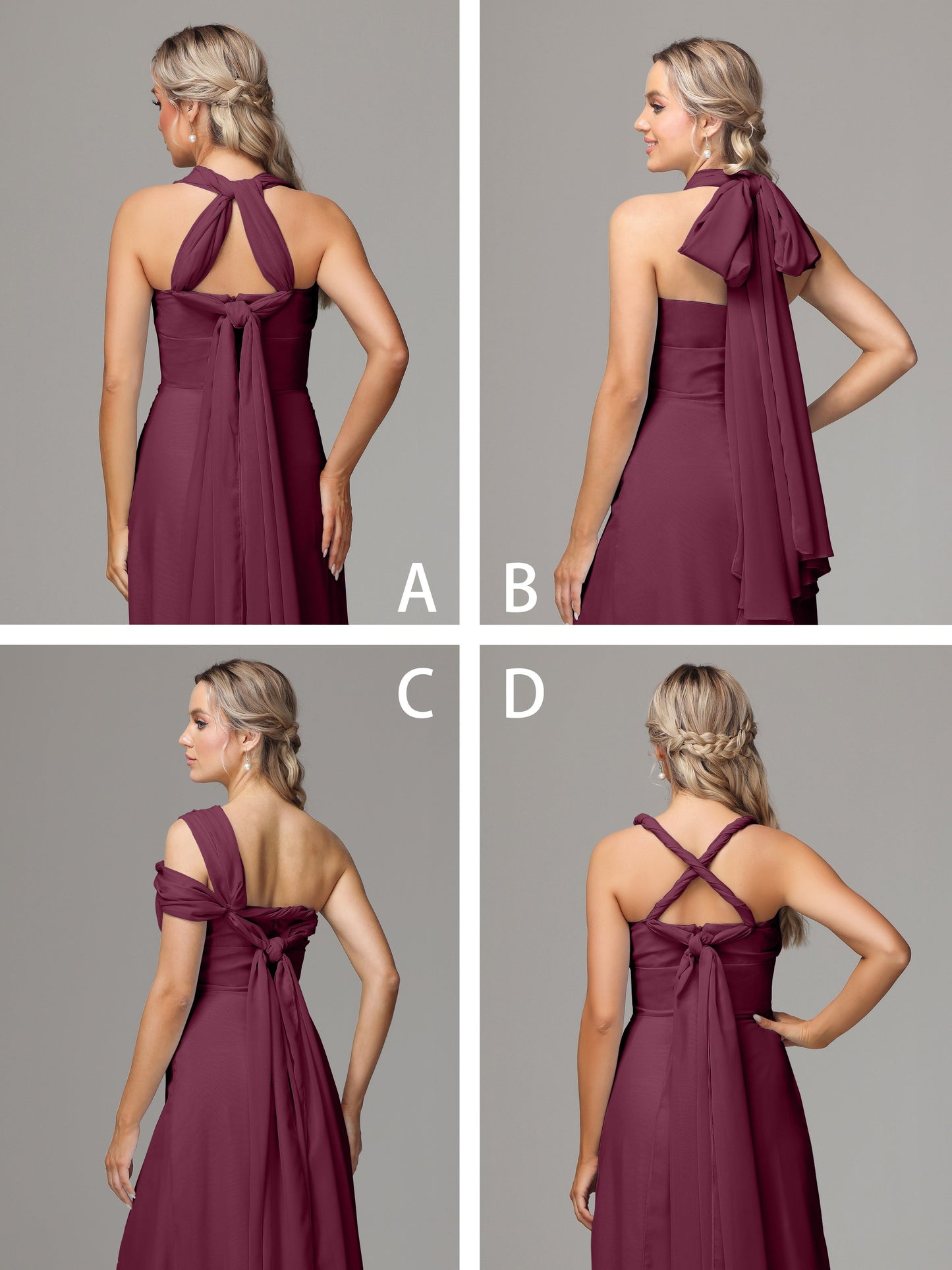 Sleeveless Off The Shoulder Chiffon Bridesmaid Dress With Slit