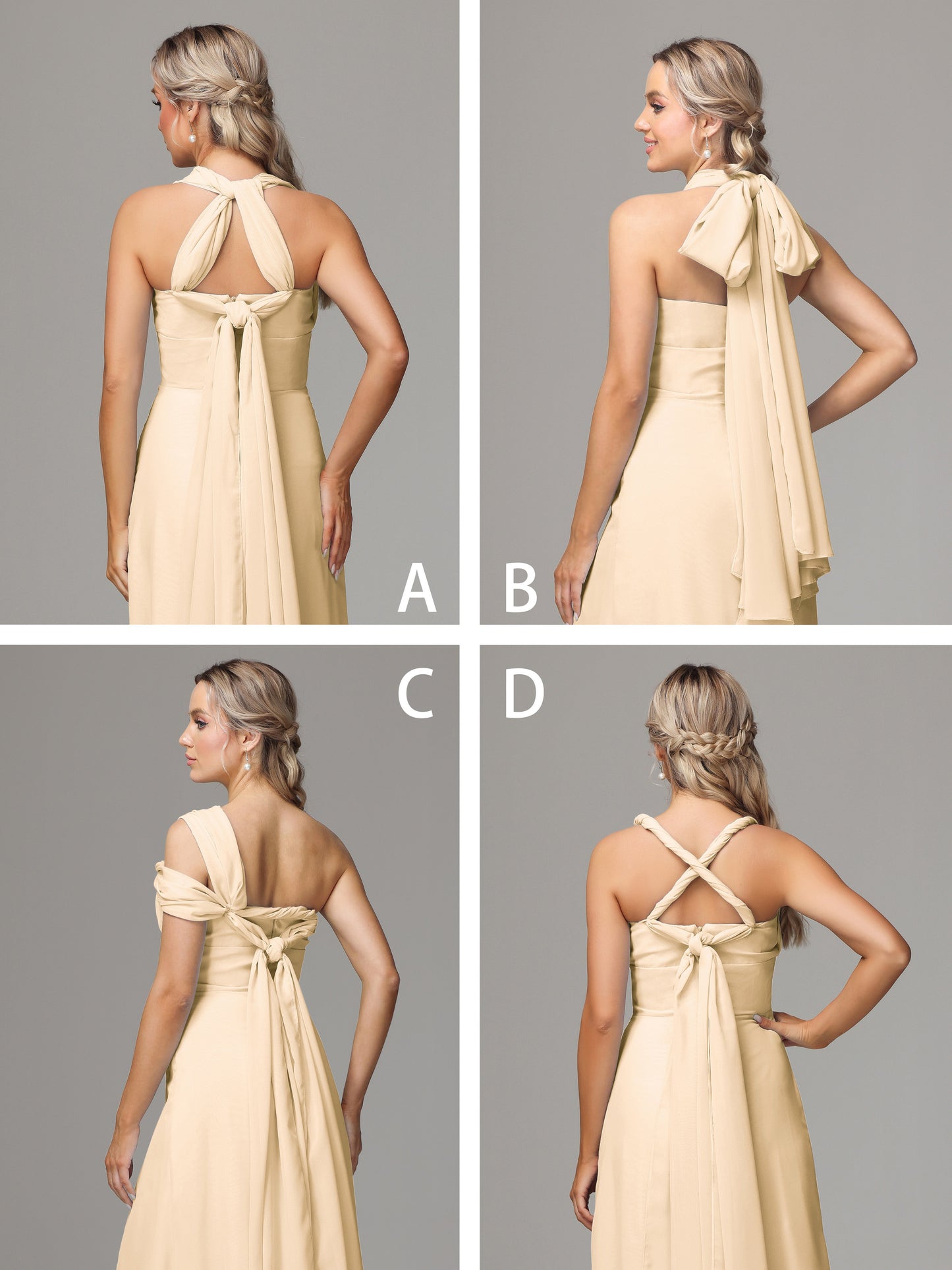 Sleeveless Off The Shoulder Chiffon Bridesmaid Dress With Slit