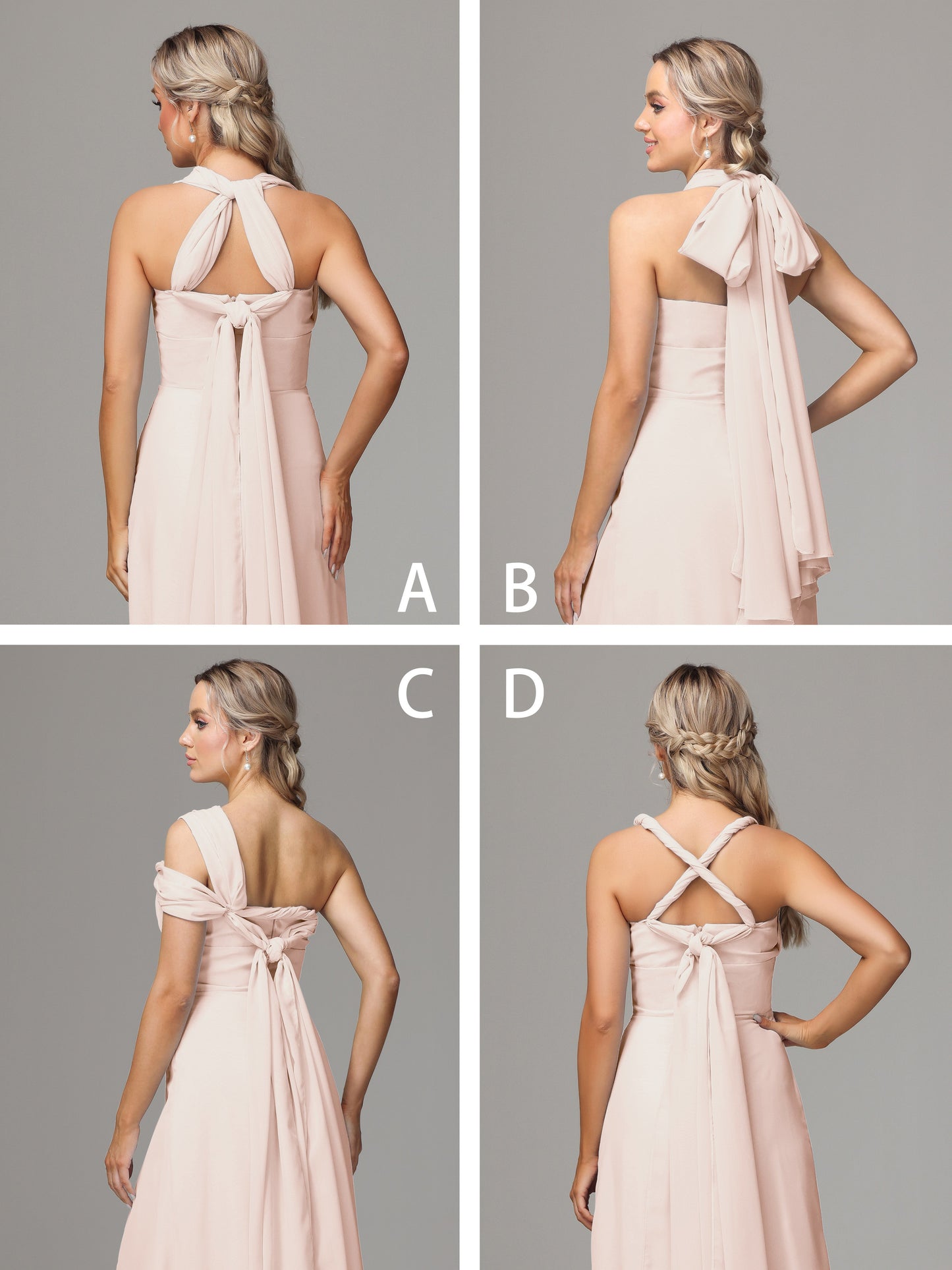 Sleeveless Off The Shoulder Chiffon Bridesmaid Dress With Slit