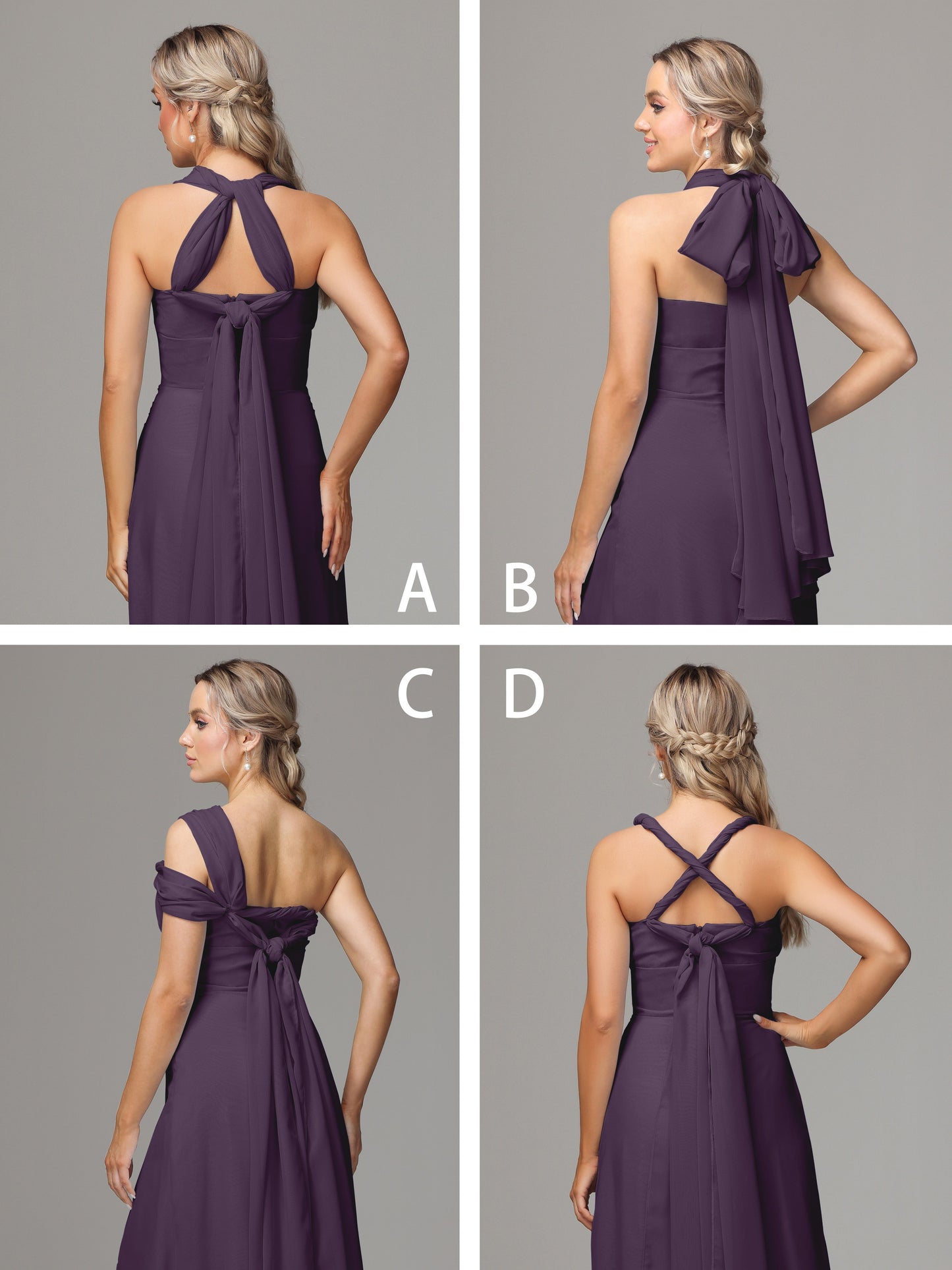 Sleeveless Off The Shoulder Chiffon Bridesmaid Dress With Slit