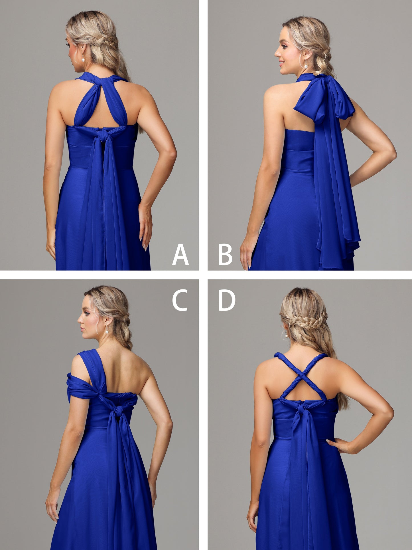 Sleeveless Off The Shoulder Chiffon Bridesmaid Dress With Slit