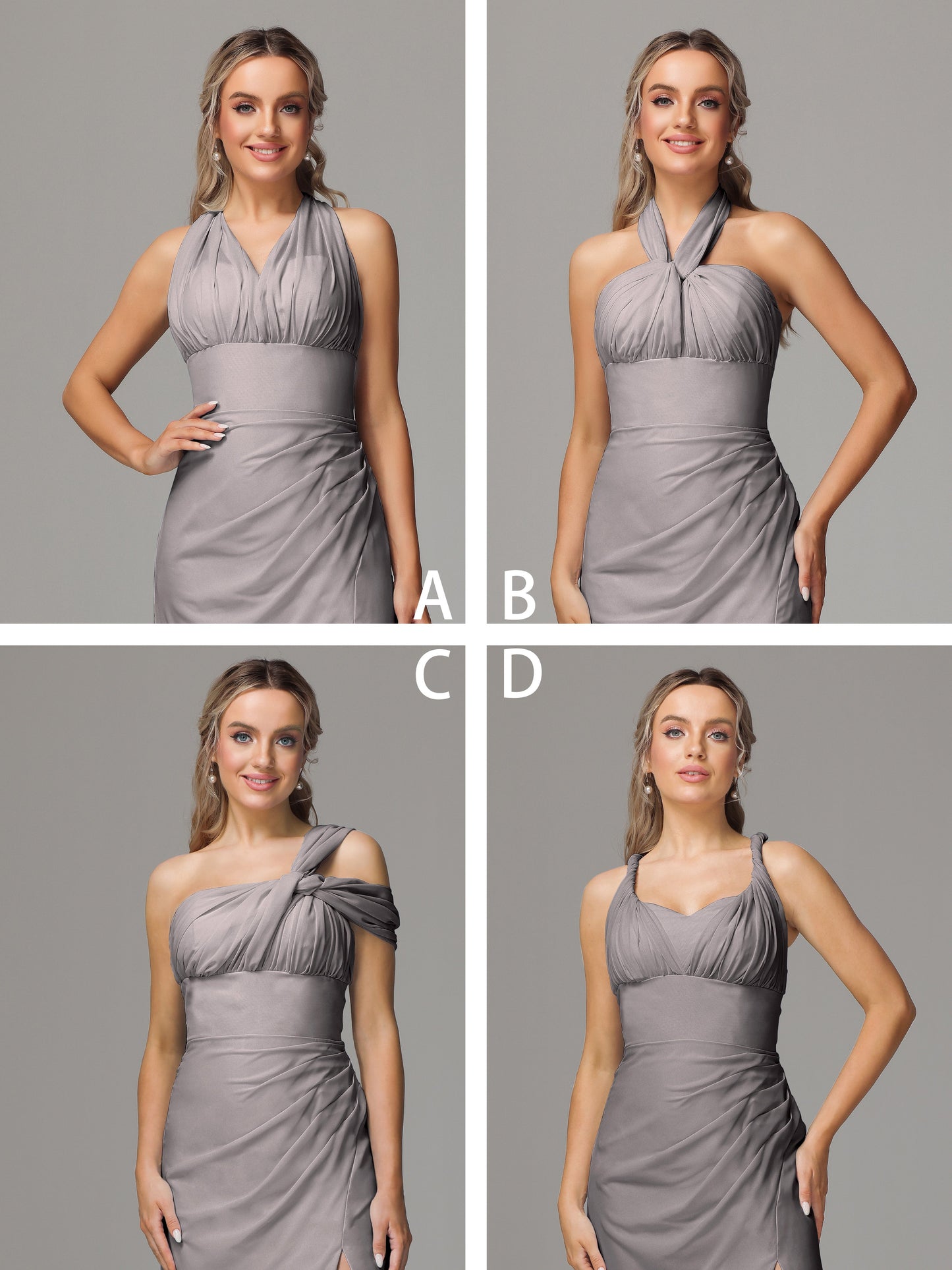Sleeveless Off The Shoulder Chiffon Bridesmaid Dress With Slit