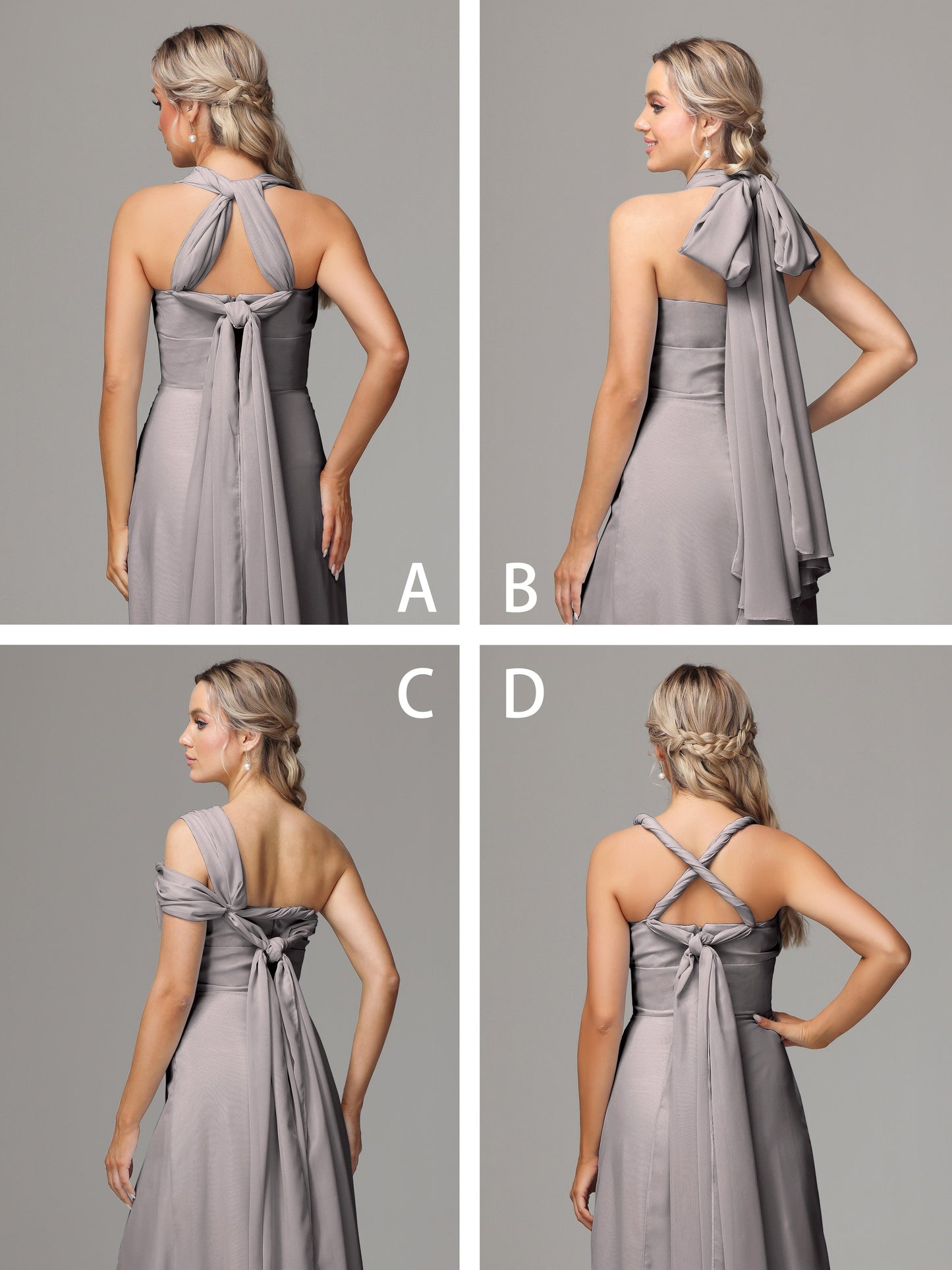 Sleeveless Off The Shoulder Chiffon Bridesmaid Dress With Slit
