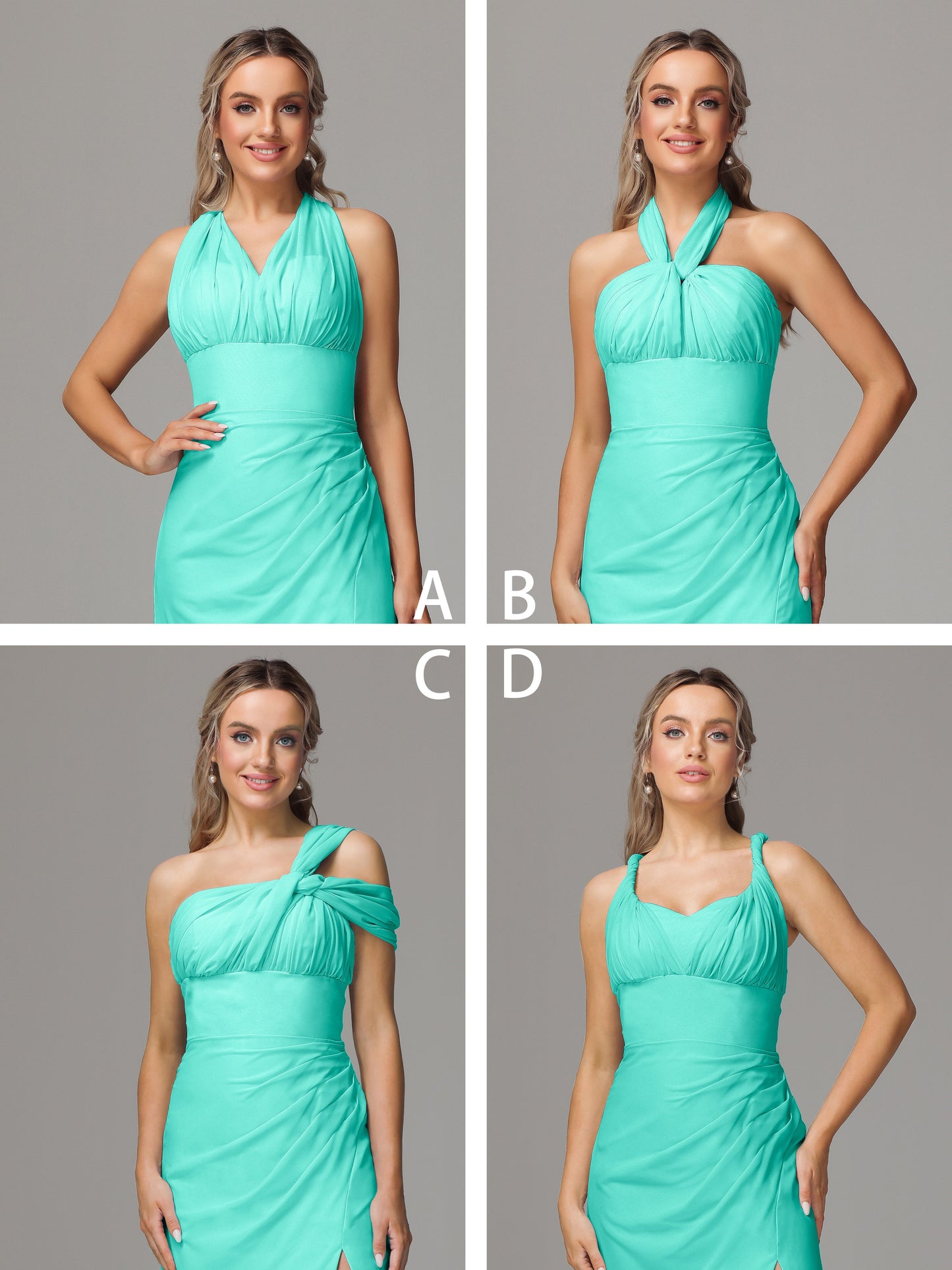 Sleeveless Off The Shoulder Chiffon Bridesmaid Dress With Slit