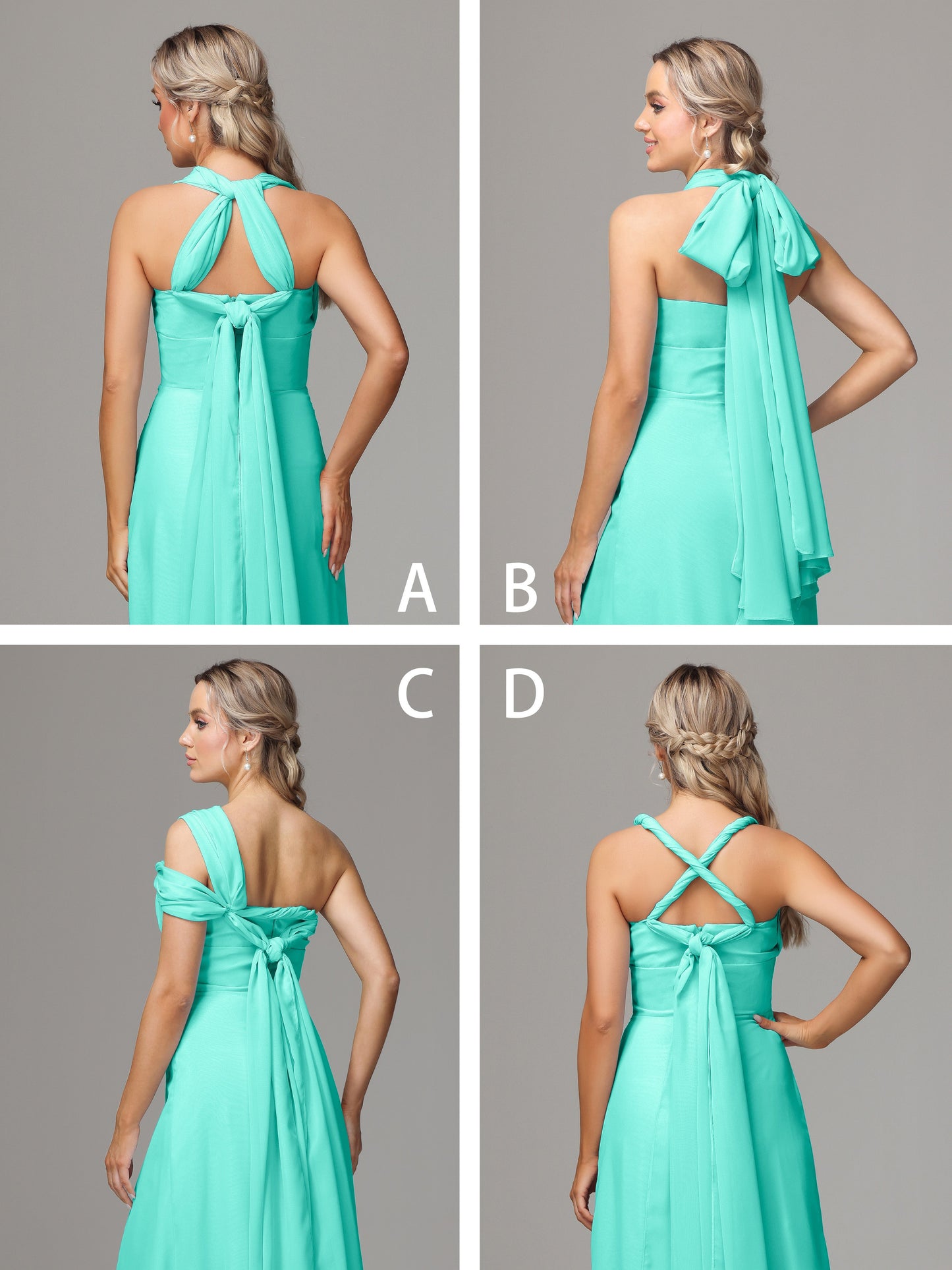 Sleeveless Off The Shoulder Chiffon Bridesmaid Dress With Slit