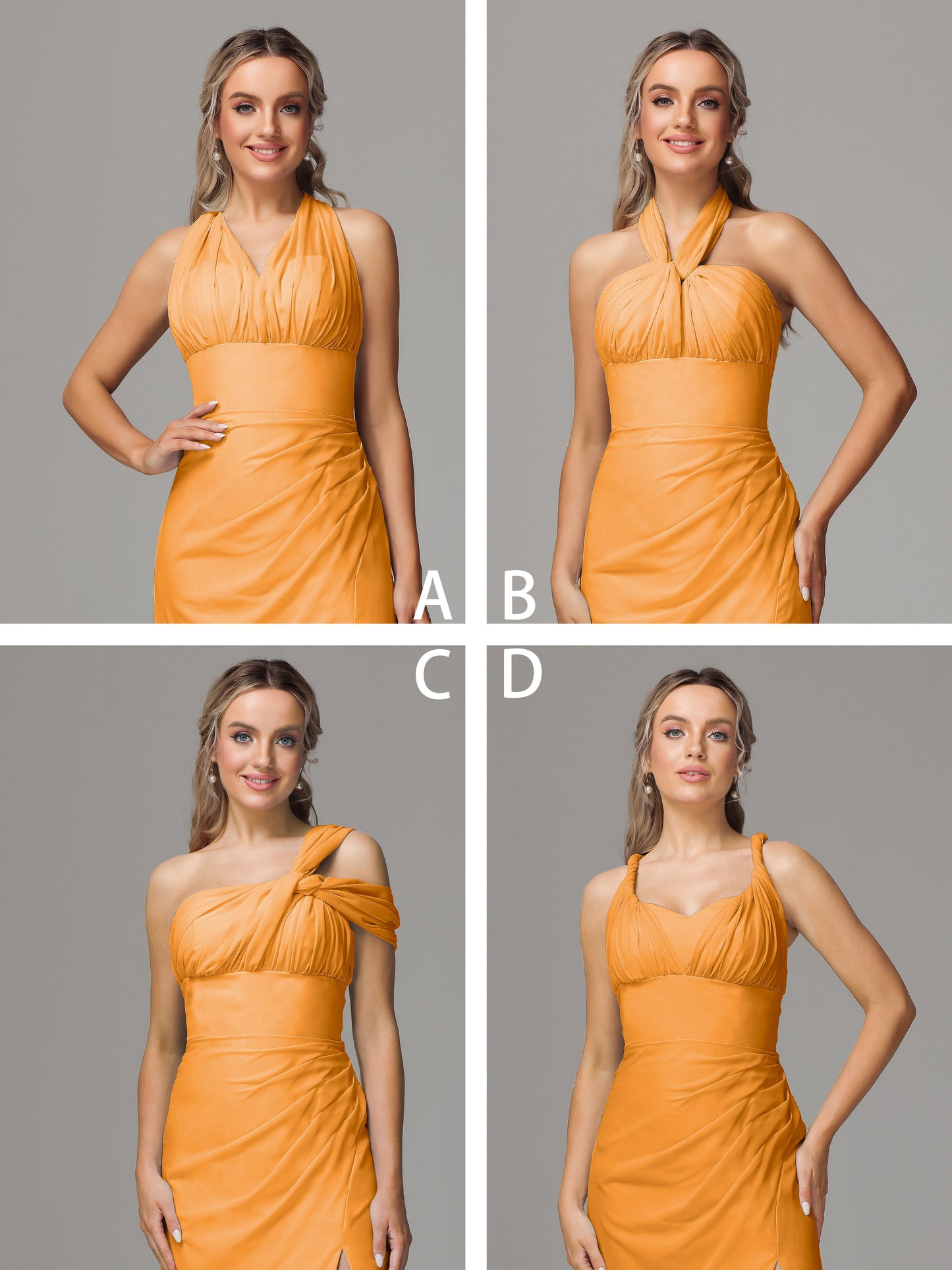 Sleeveless Off The Shoulder Chiffon Bridesmaid Dress With Slit
