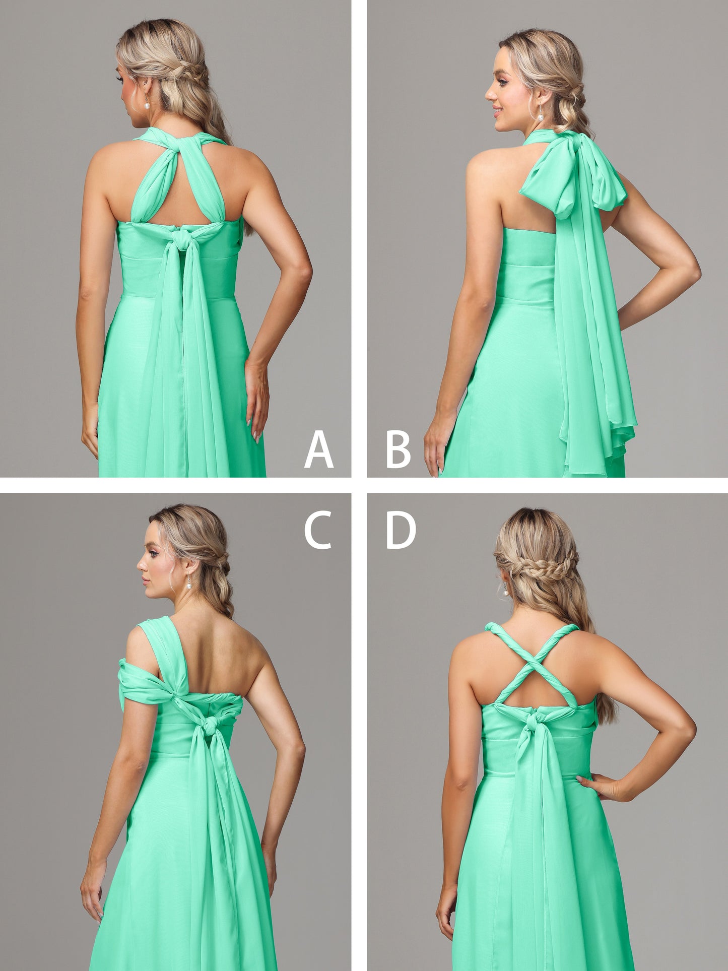 Sleeveless Off The Shoulder Chiffon Bridesmaid Dress With Slit