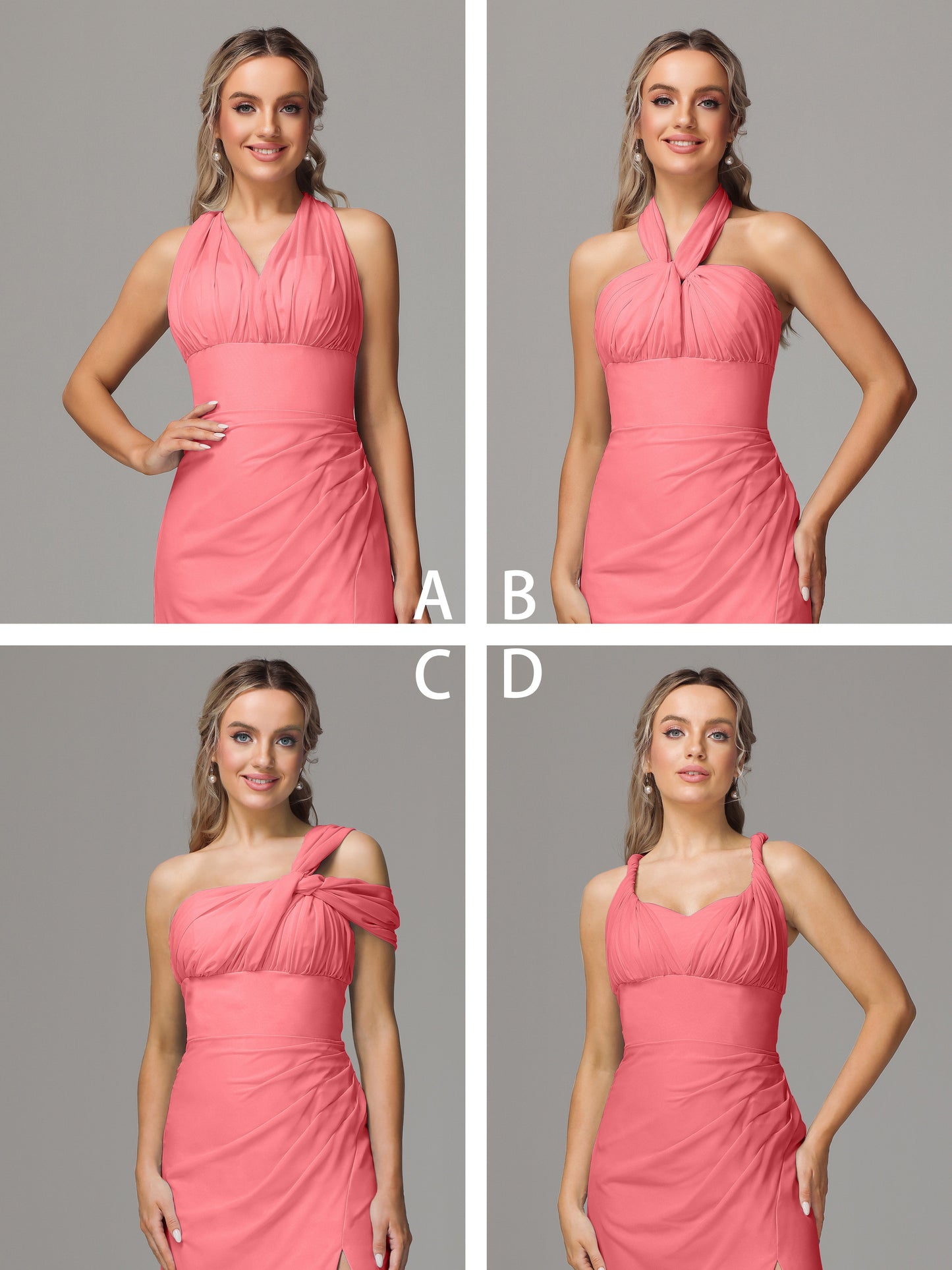 Sleeveless Off The Shoulder Chiffon Bridesmaid Dress With Slit