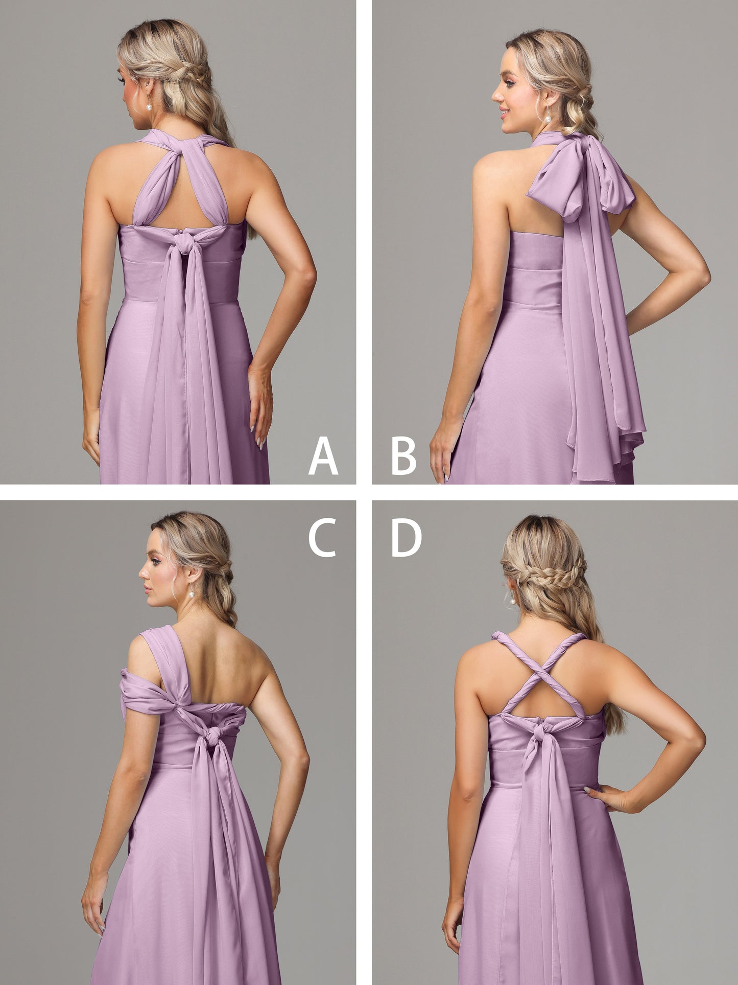 Sleeveless Off The Shoulder Chiffon Bridesmaid Dress With Slit