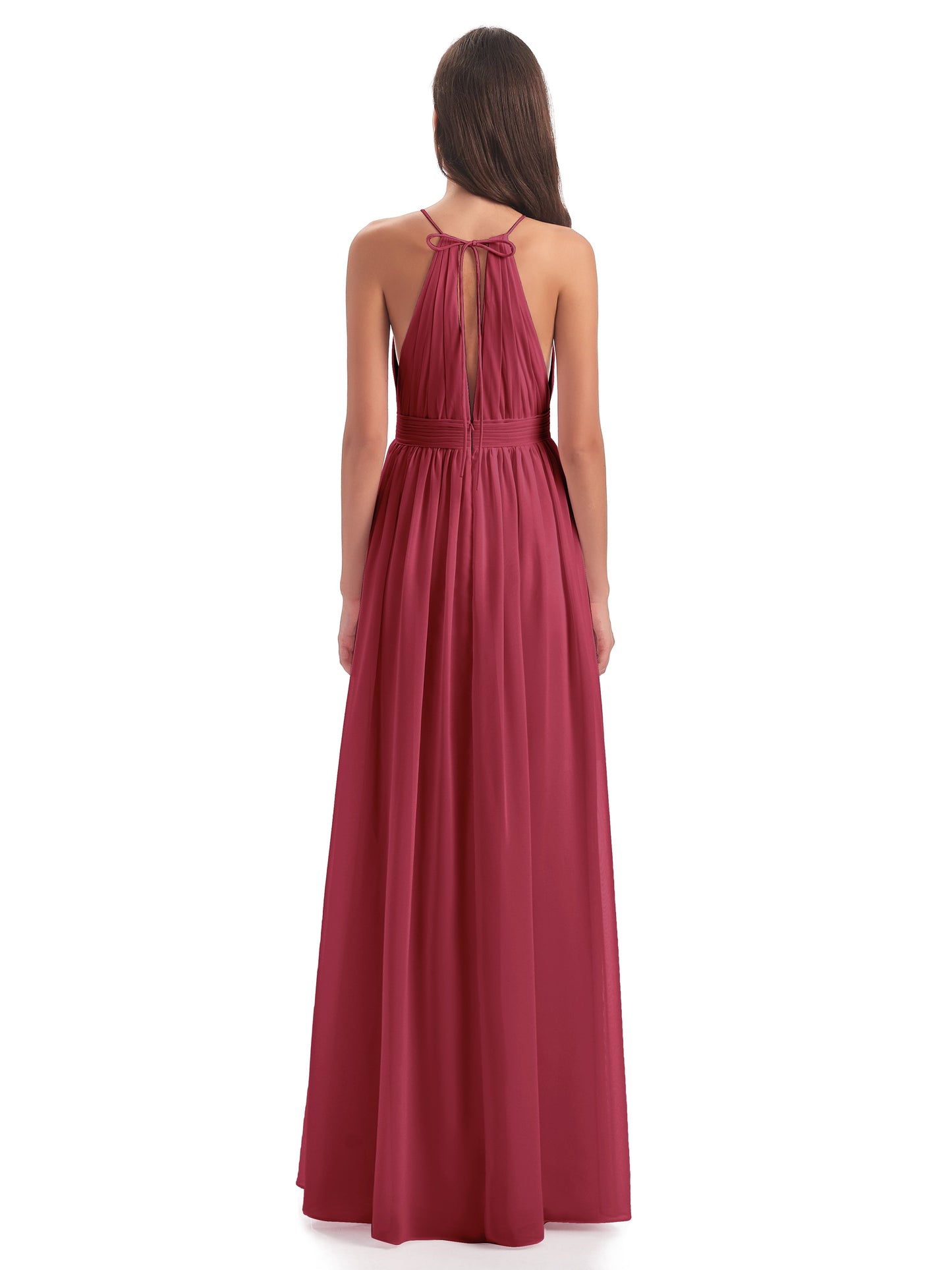 Marlowe Floor Length Halter Split Chiffon Bridesmaid Dresses