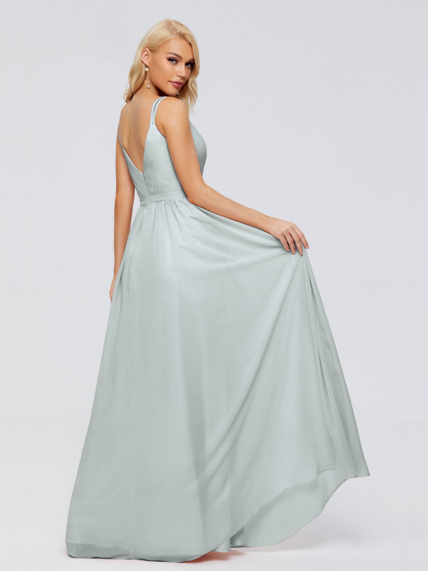 Morgan A-line V Neck Chiffon Bridesmaid Dresses