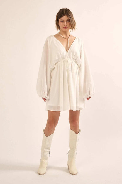 Ripple Effect Accordion Pleated Kimono Mini Dress