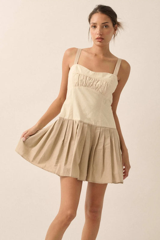 It Takes Two Colorblock Pleated Mini Dress