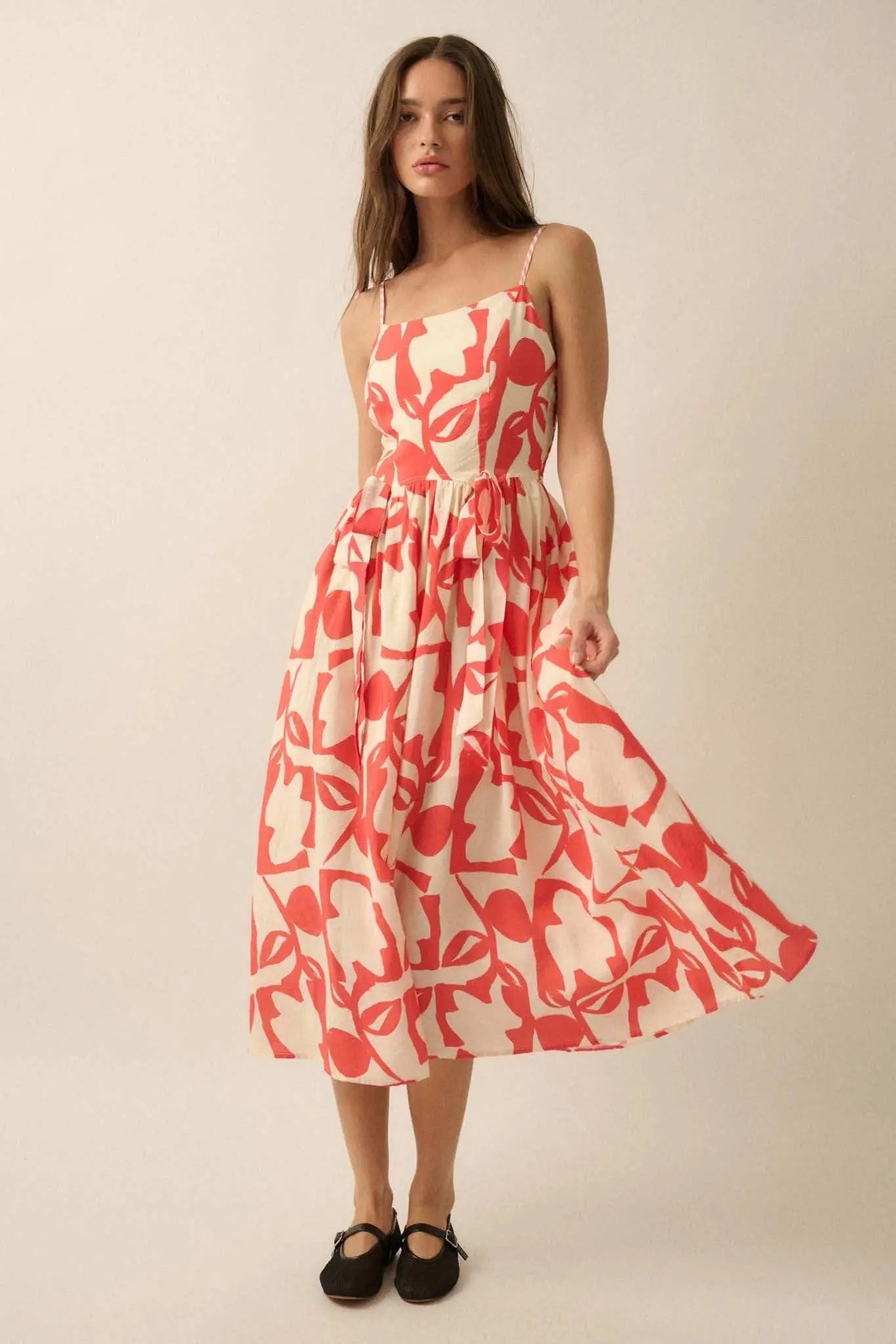 Bold Bouquet Abstract Floral Pocket Midi Dress