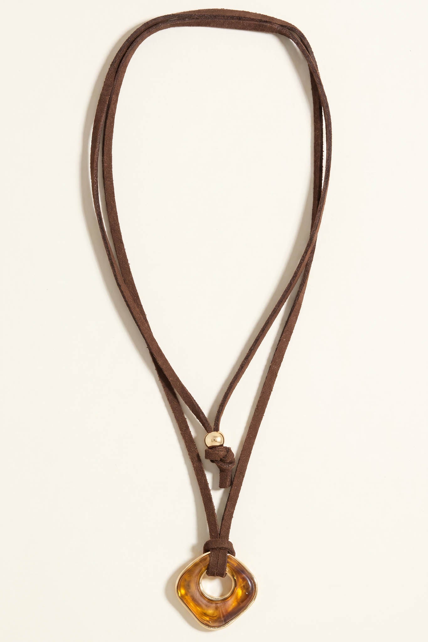 Antelo Tortoise Acrylic Ring Suede Cord Necklace