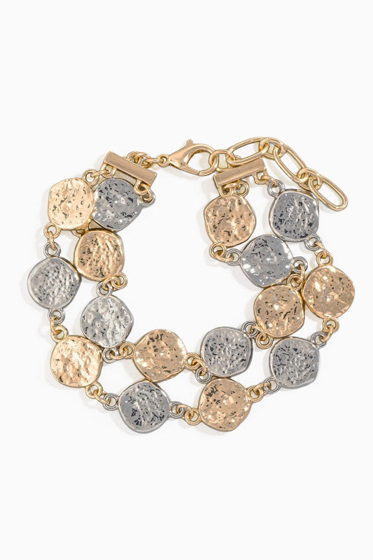 Chalon Two-Tone Hammered Coin Chain Bracelet