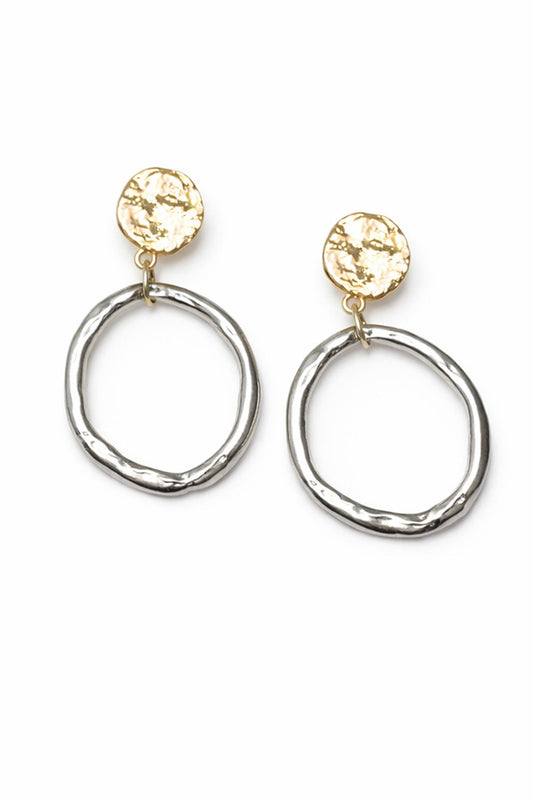 Casiano Hammered Coin and Hoop Dangle Earrings