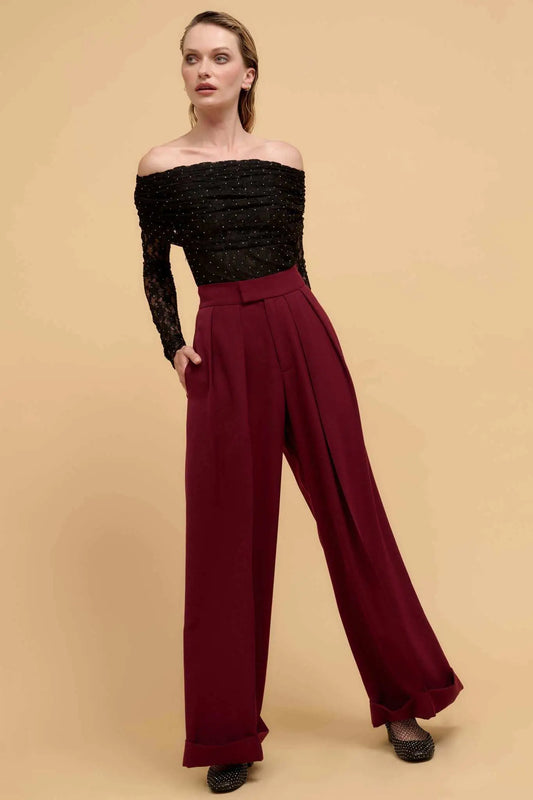 Hit Your Stride Pleat-Front Cuffed Wide-Leg Pants