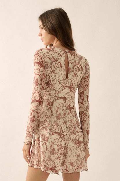 Rare Roses Floral-Print Mesh V-Neck Romper