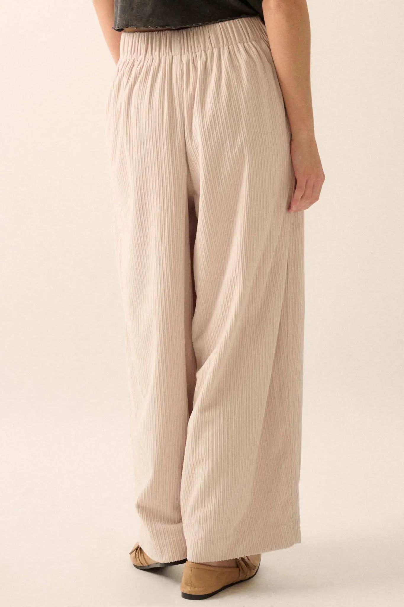 Into the Groove Pleated Wide-Leg Corduroy Pants