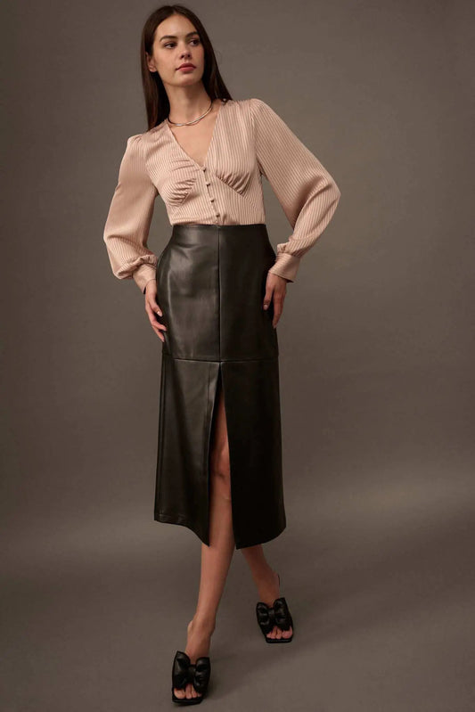 Leading Edge Vegan Leather Pencil Skirt