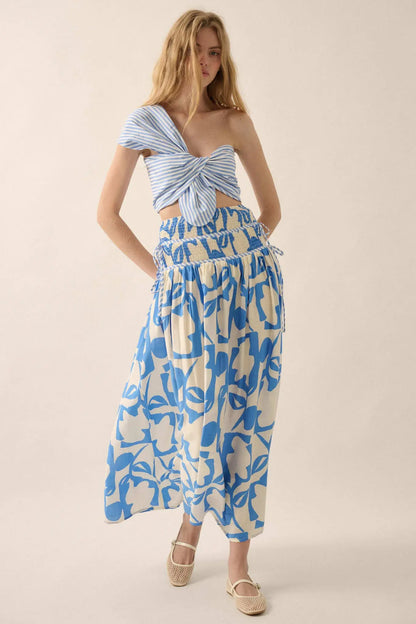 Pop Petals Abstract Floral Drop-Waist Maxi Skirt