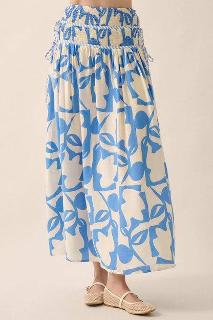 Pop Petals Abstract Floral Drop-Waist Maxi Skirt