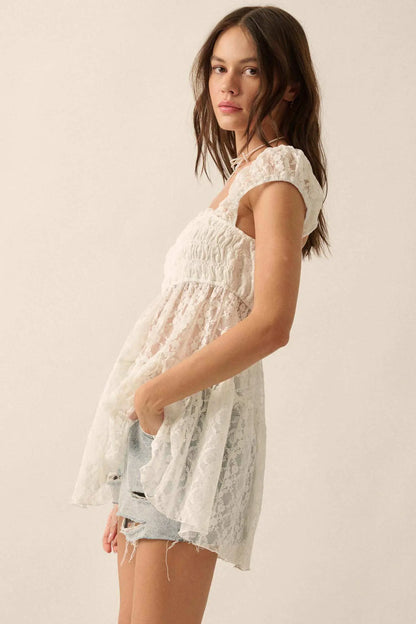 Purely Pretty Smocked Lace Babydoll Top