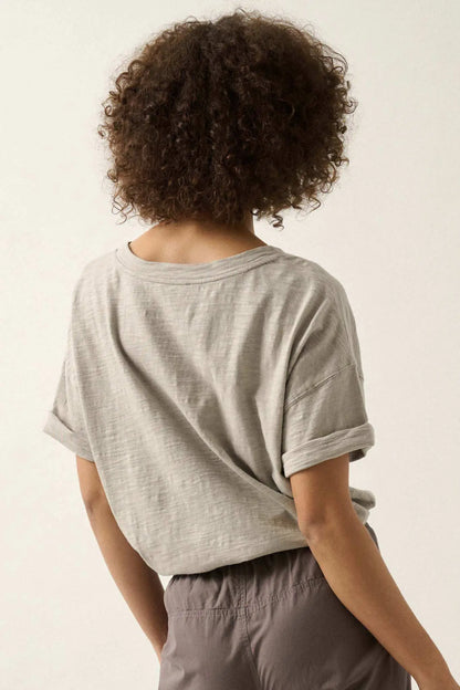 Easy Fit Vintage-Wash Slub Cotton T-Shirt Bodysuit