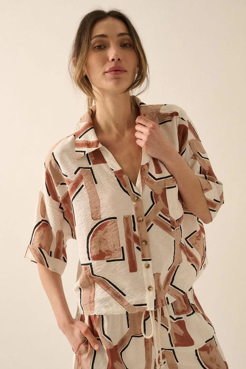 Hidden Realm Abstract-Print Pocket Camp Shirt