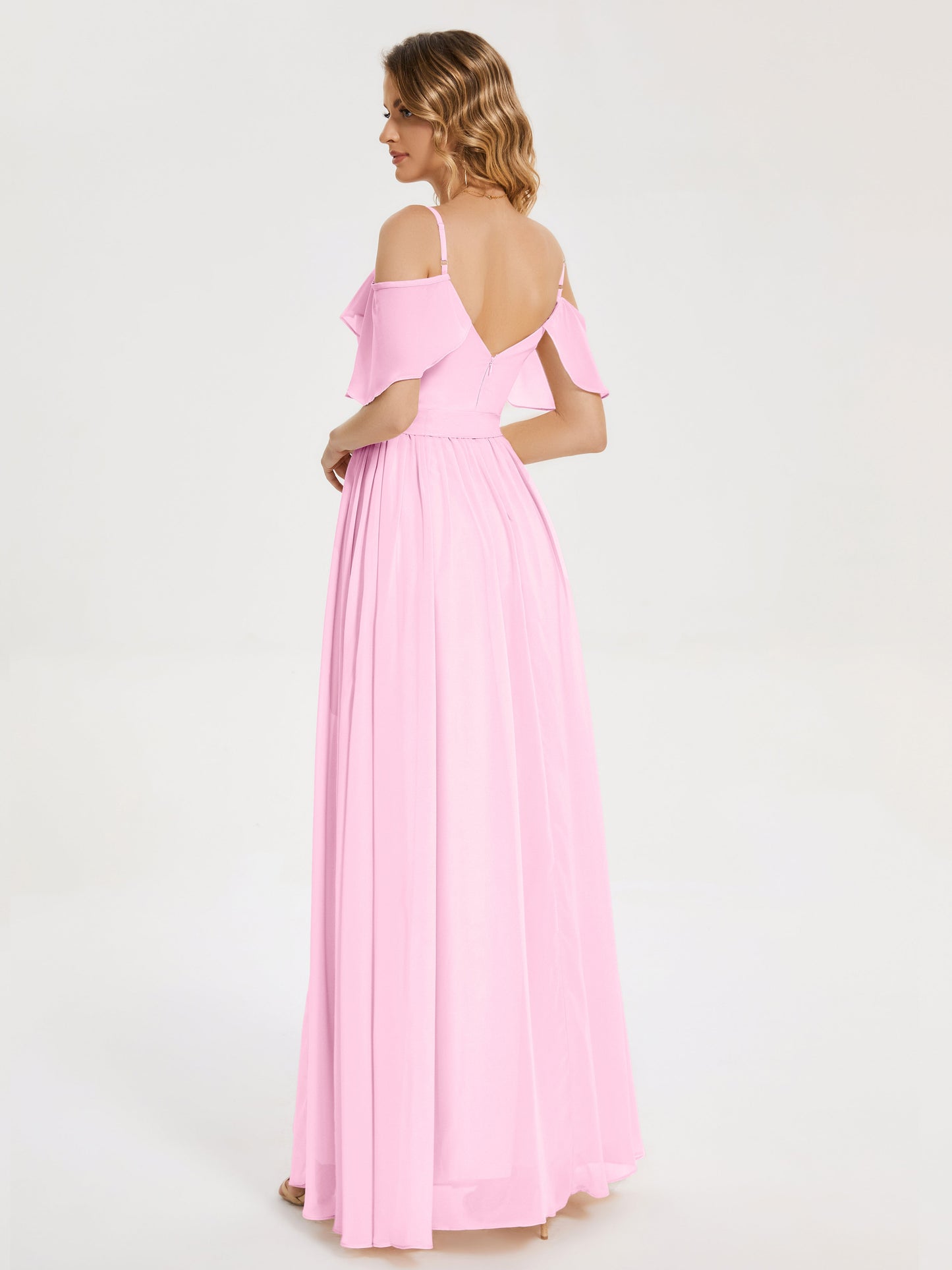 Thea Off the Shoulder Slit Chiffon Bridesmaid Dress