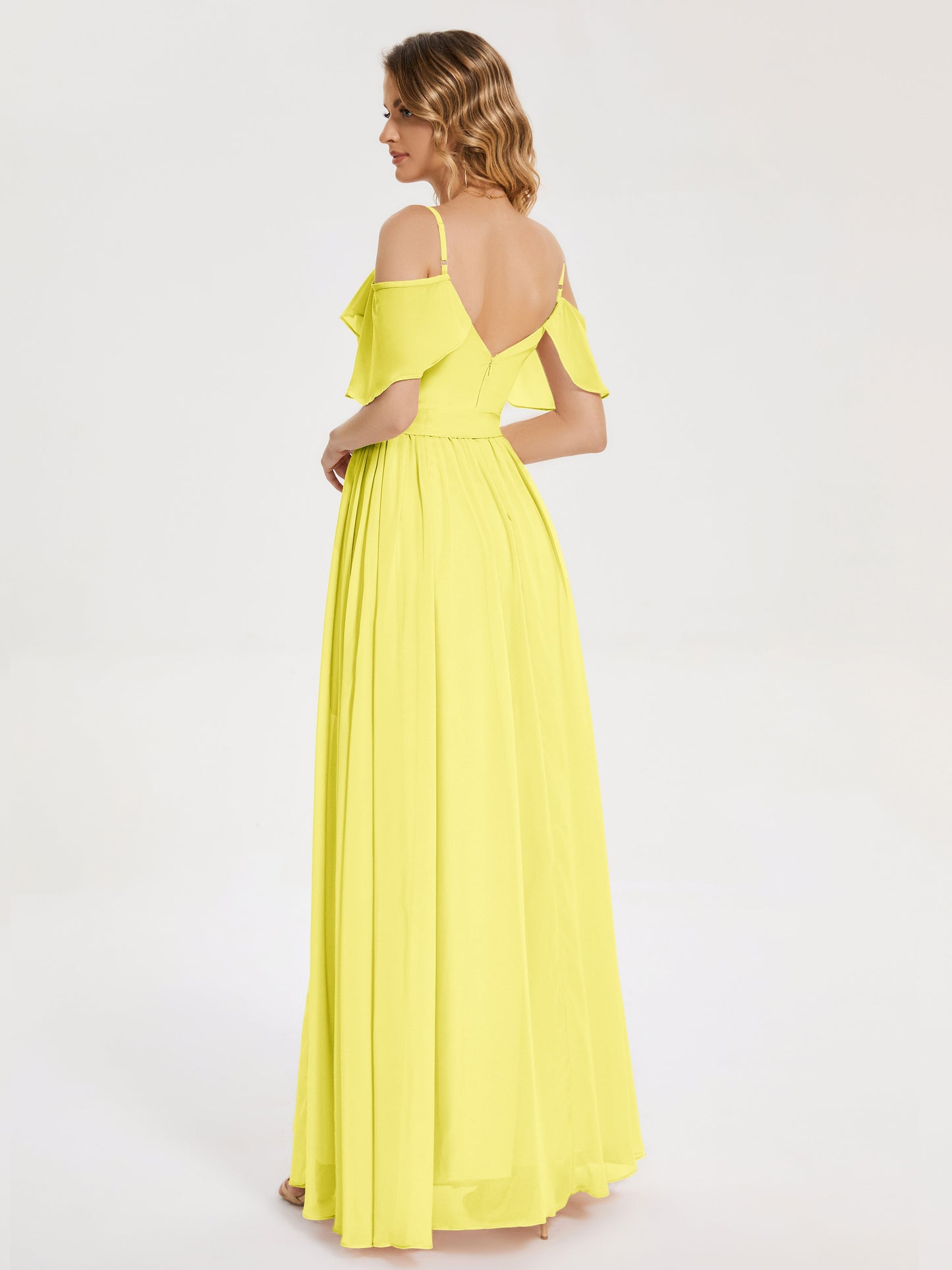 Thea Off the Shoulder Slit Chiffon Bridesmaid Dress