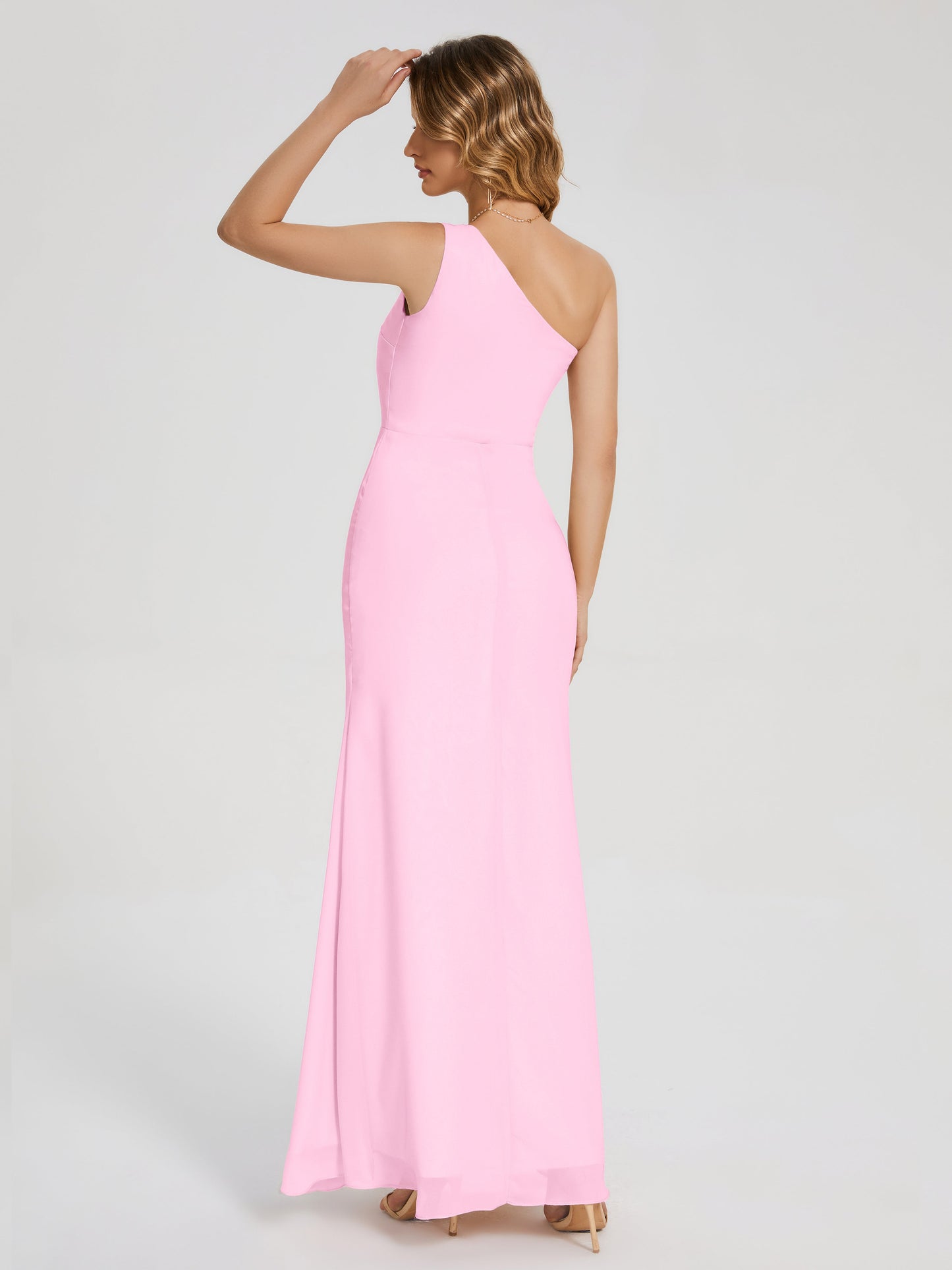 River One Shoulder Column Slit Bridesmaid Dress