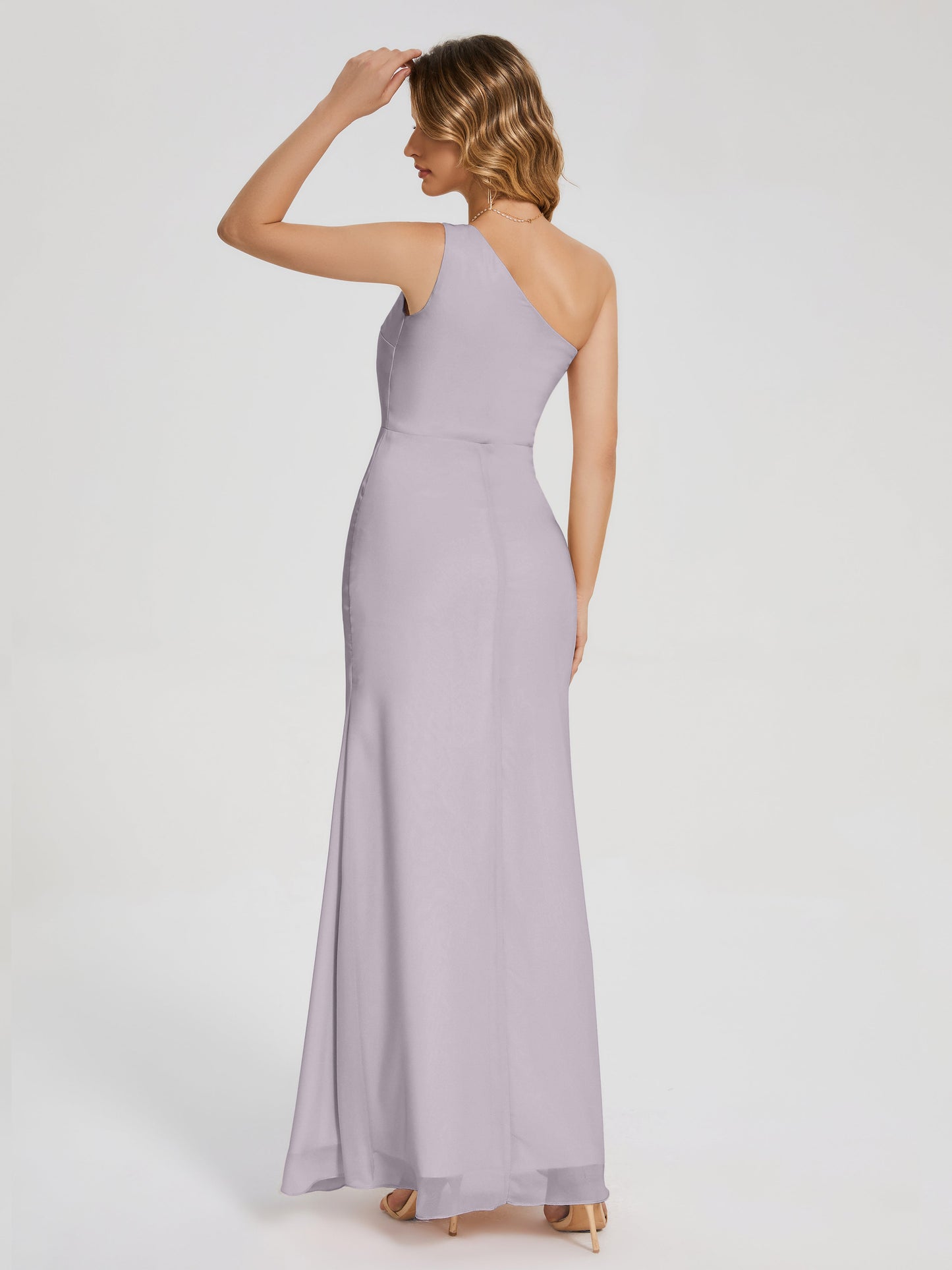 River One Shoulder Column Slit Bridesmaid Dress