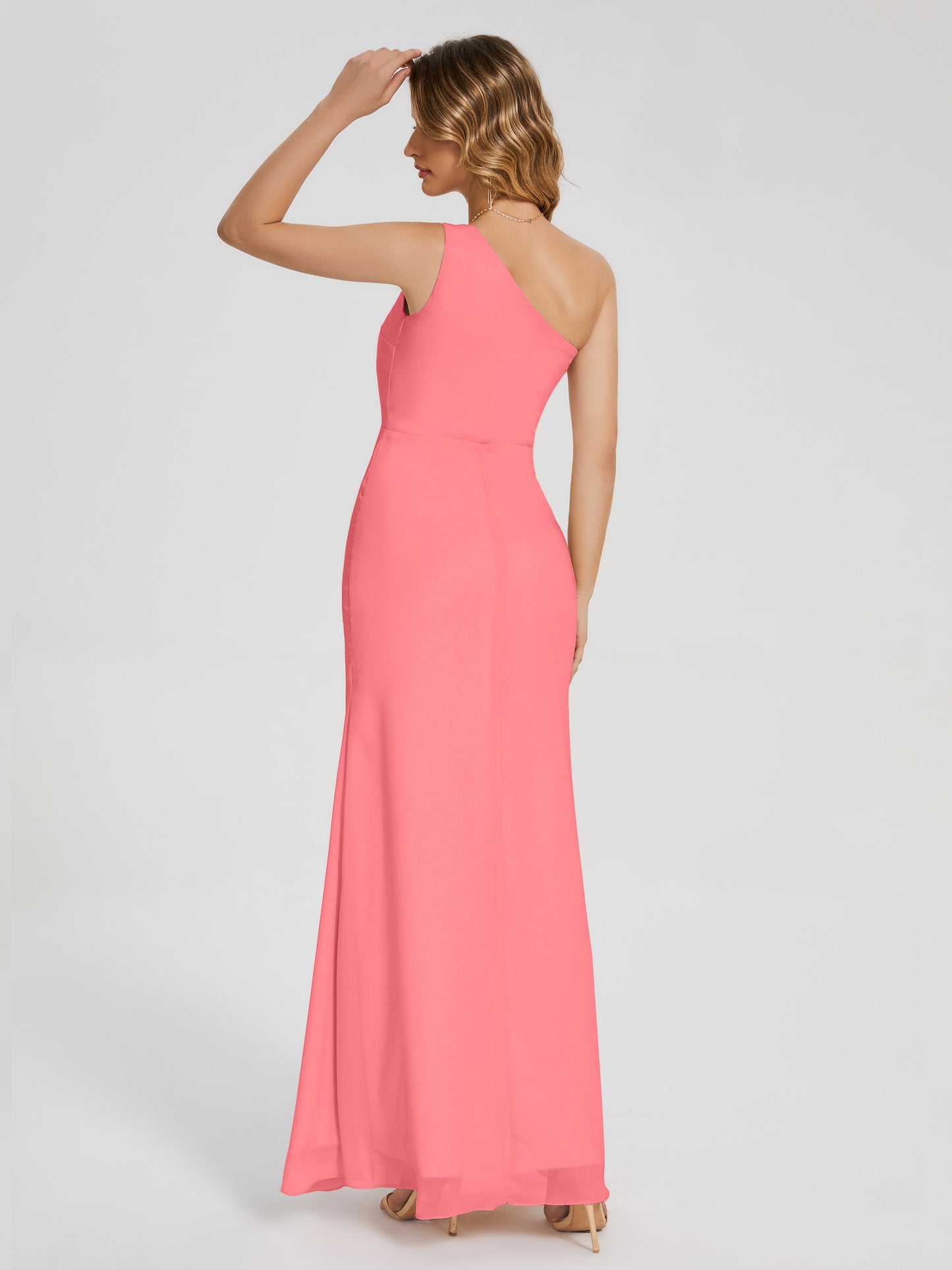 River One Shoulder Column Slit Bridesmaid Dress
