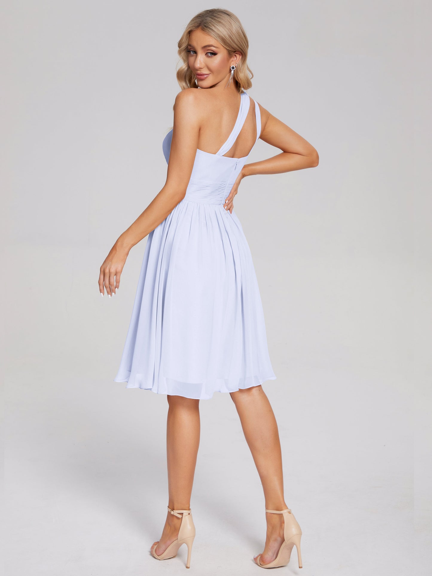 Arielle One Shoulder Knee Length Chiffon Bridesmaid Dress