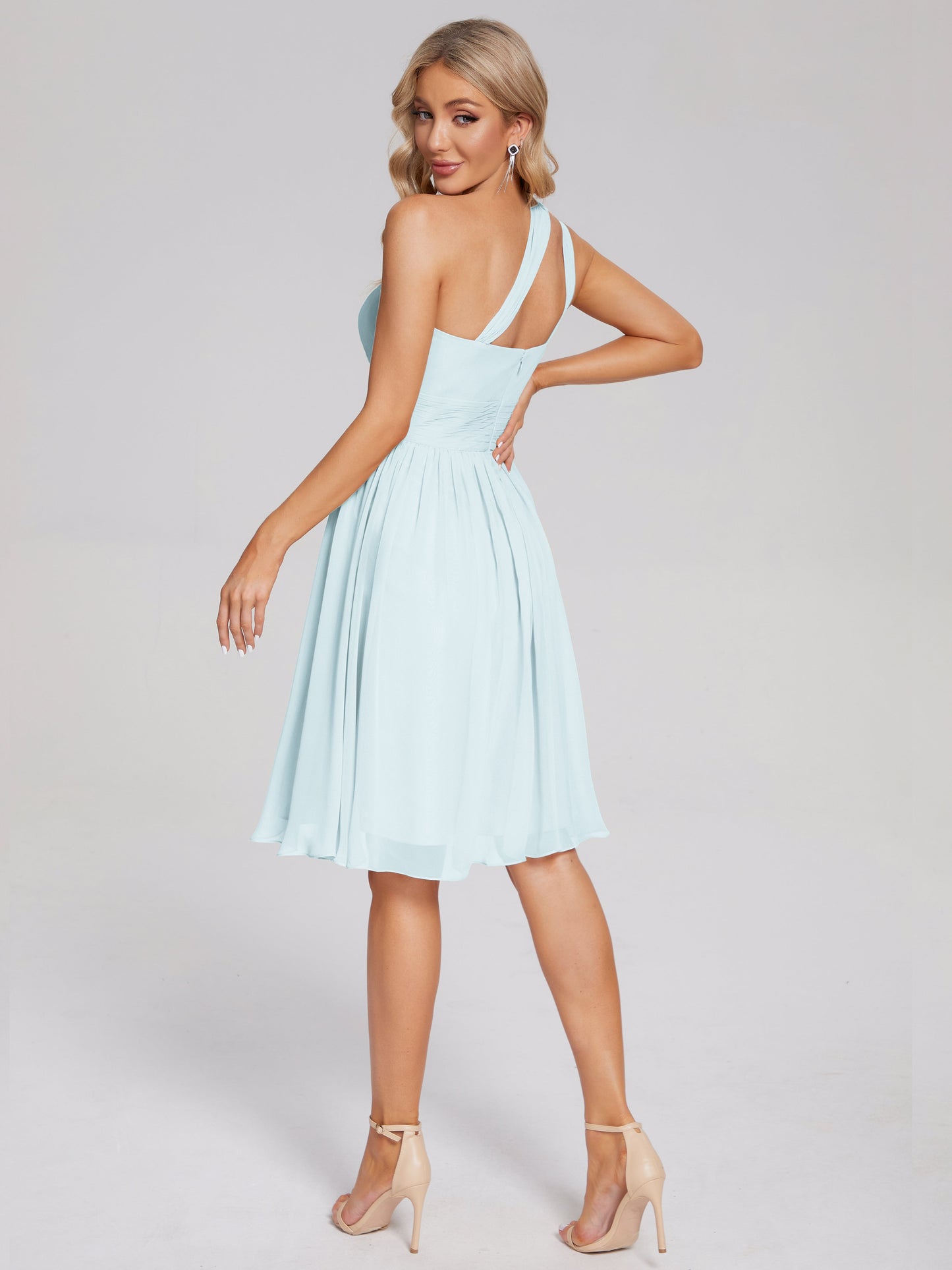 Arielle One Shoulder Knee Length Chiffon Bridesmaid Dress
