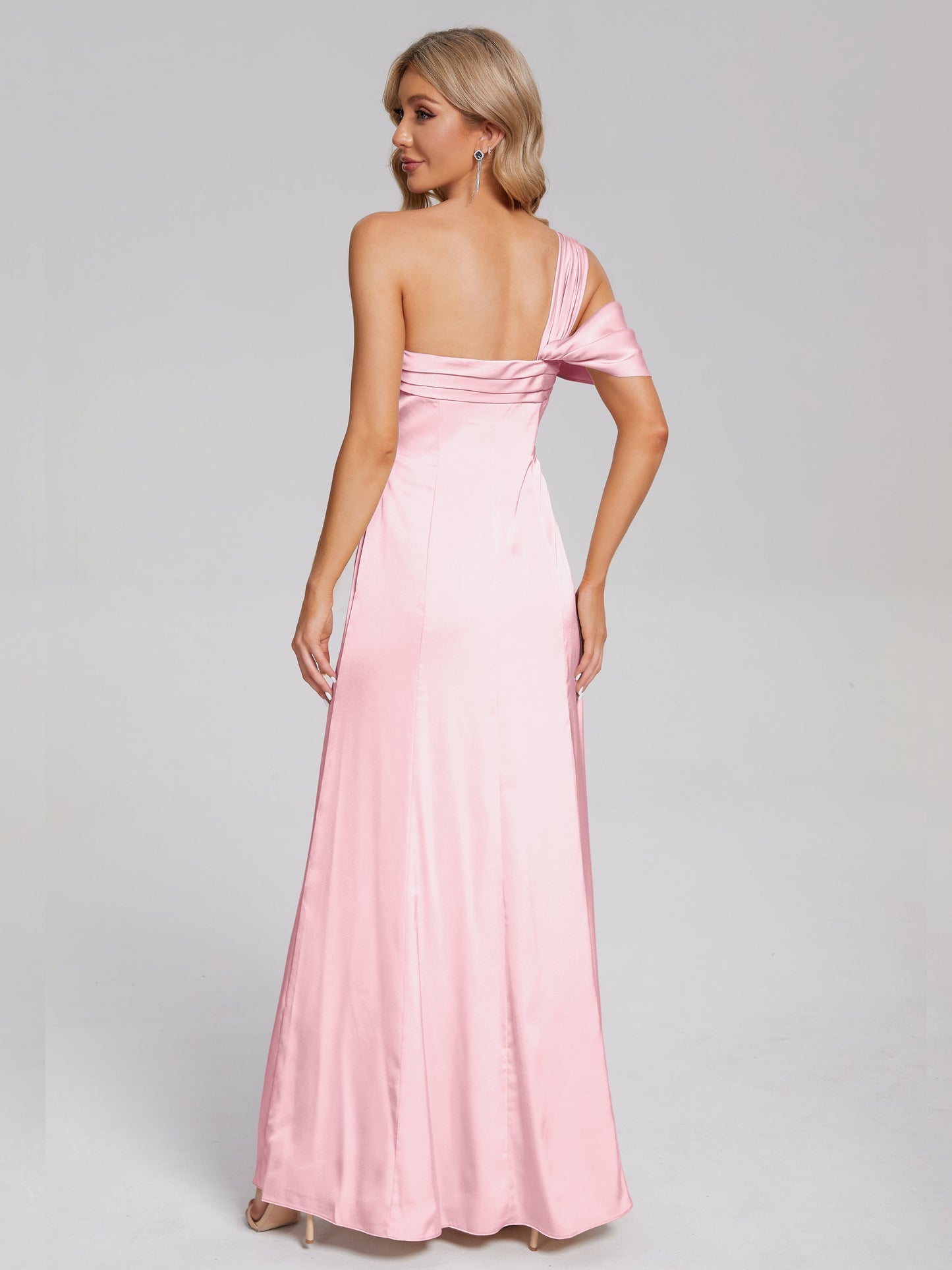 Raelyn One Shoulder Side Slit Soft Satin Bridesmaid Dress