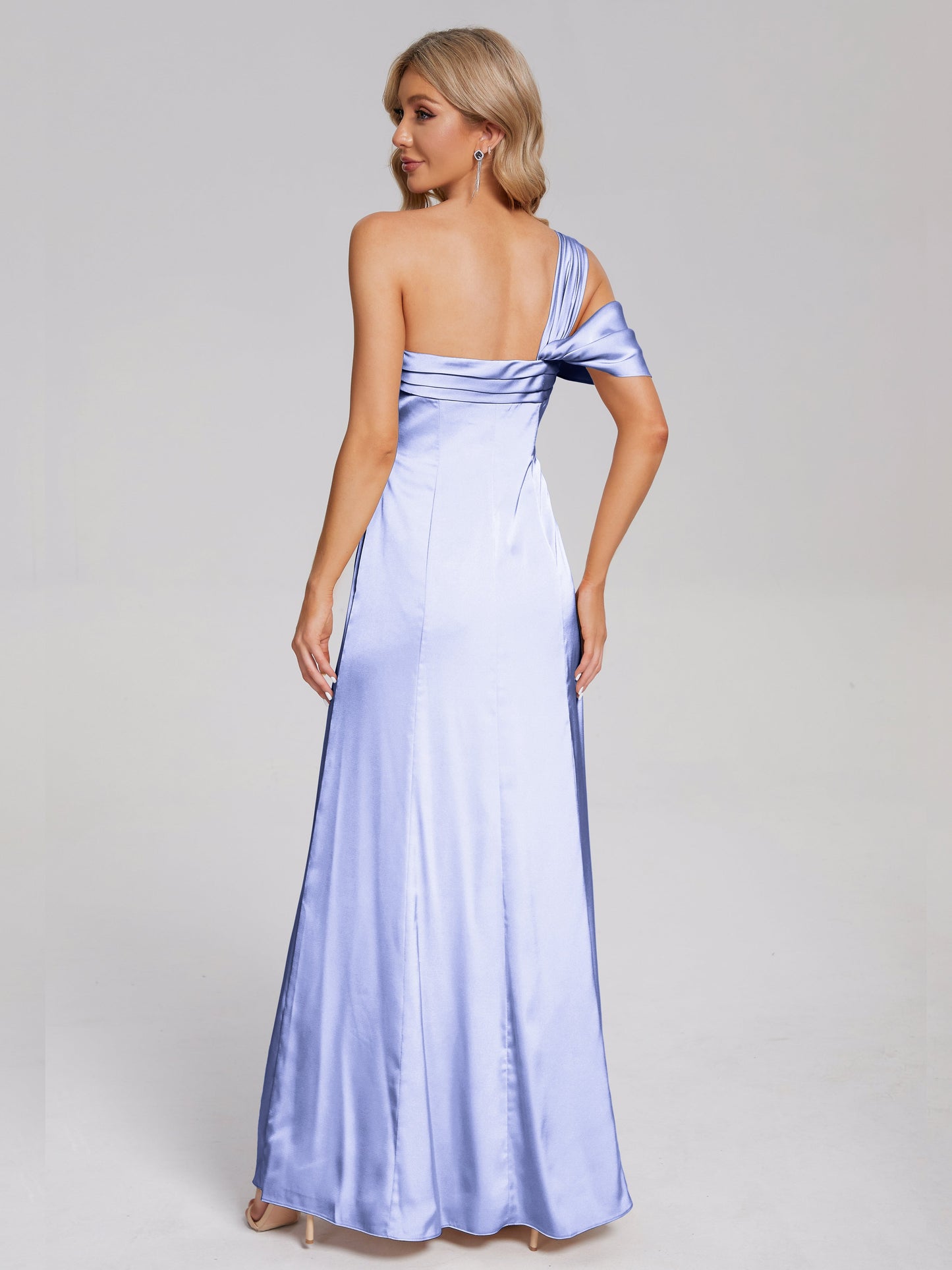 Raelyn One Shoulder Side Slit Soft Satin Bridesmaid Dress