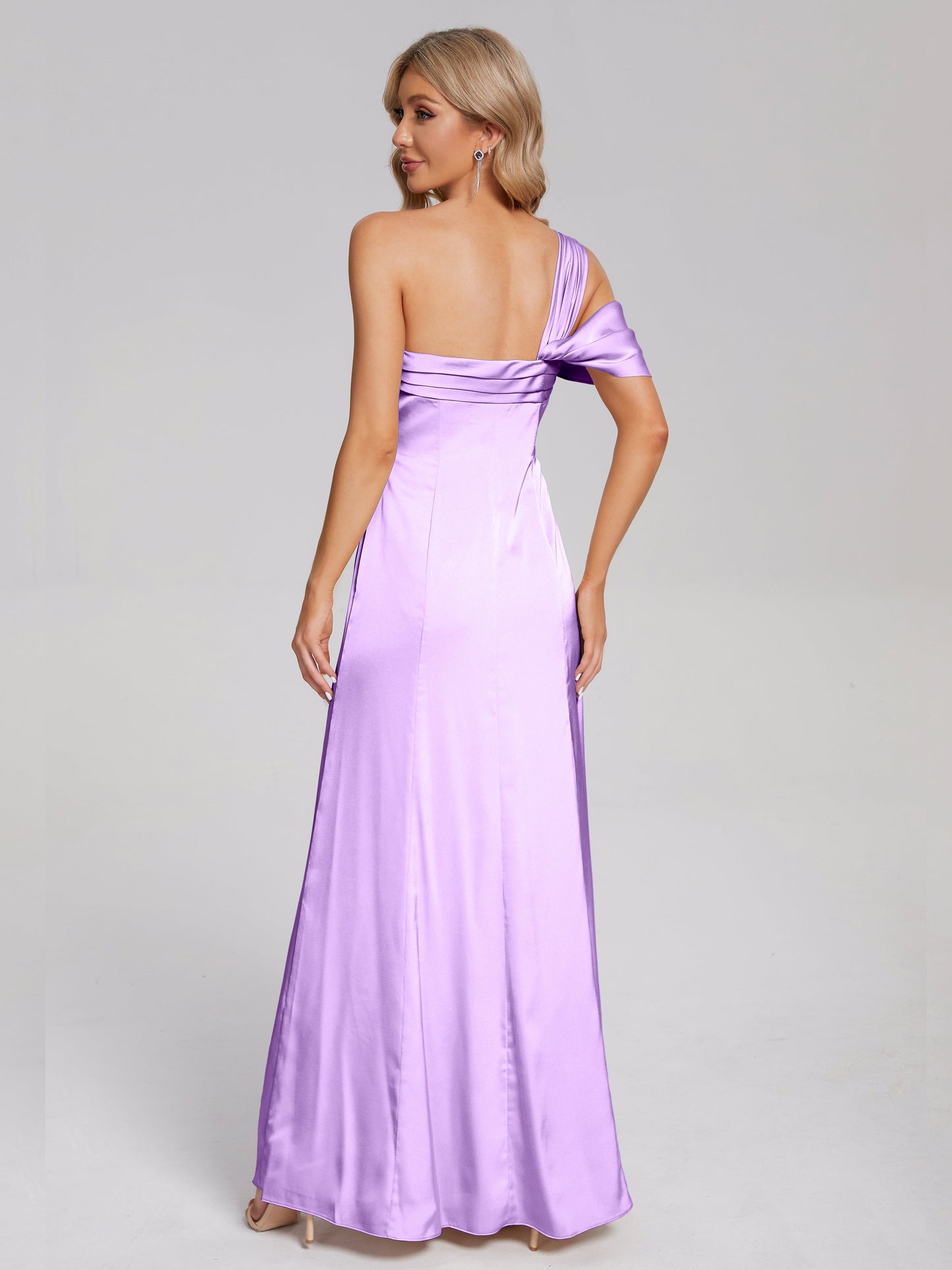 Raelyn One Shoulder Side Slit Soft Satin Bridesmaid Dress
