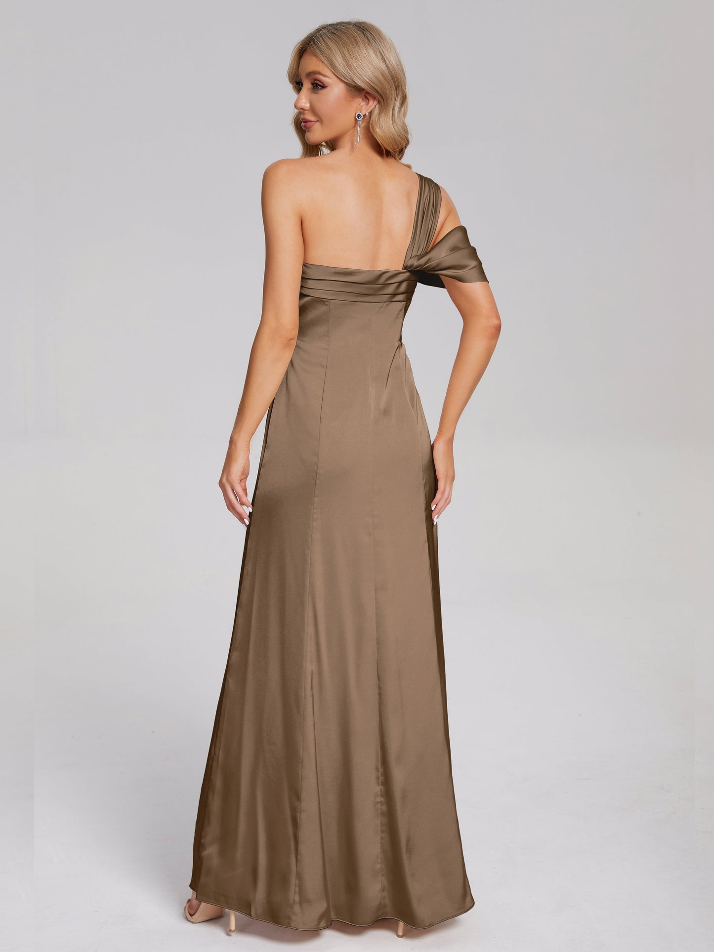 Raelyn One Shoulder Side Slit Soft Satin Bridesmaid Dress
