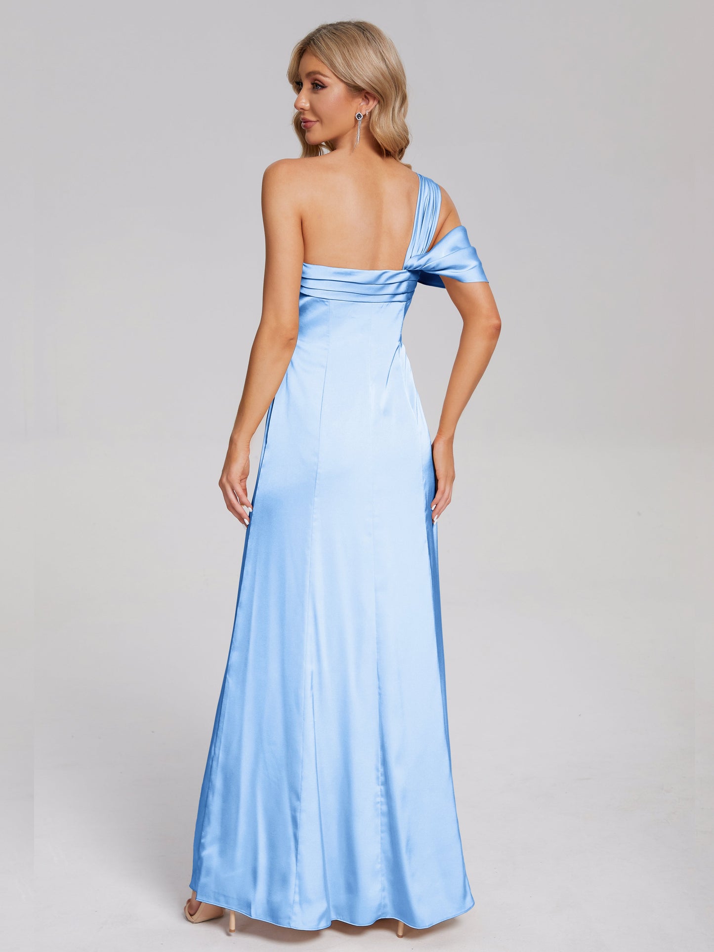 Raelyn One Shoulder Side Slit Soft Satin Bridesmaid Dress