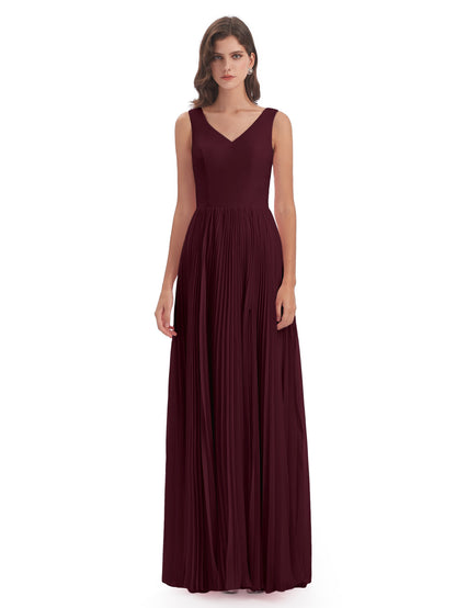Kenya V-neck Split Chiffon Long Bridesmaid Dresses