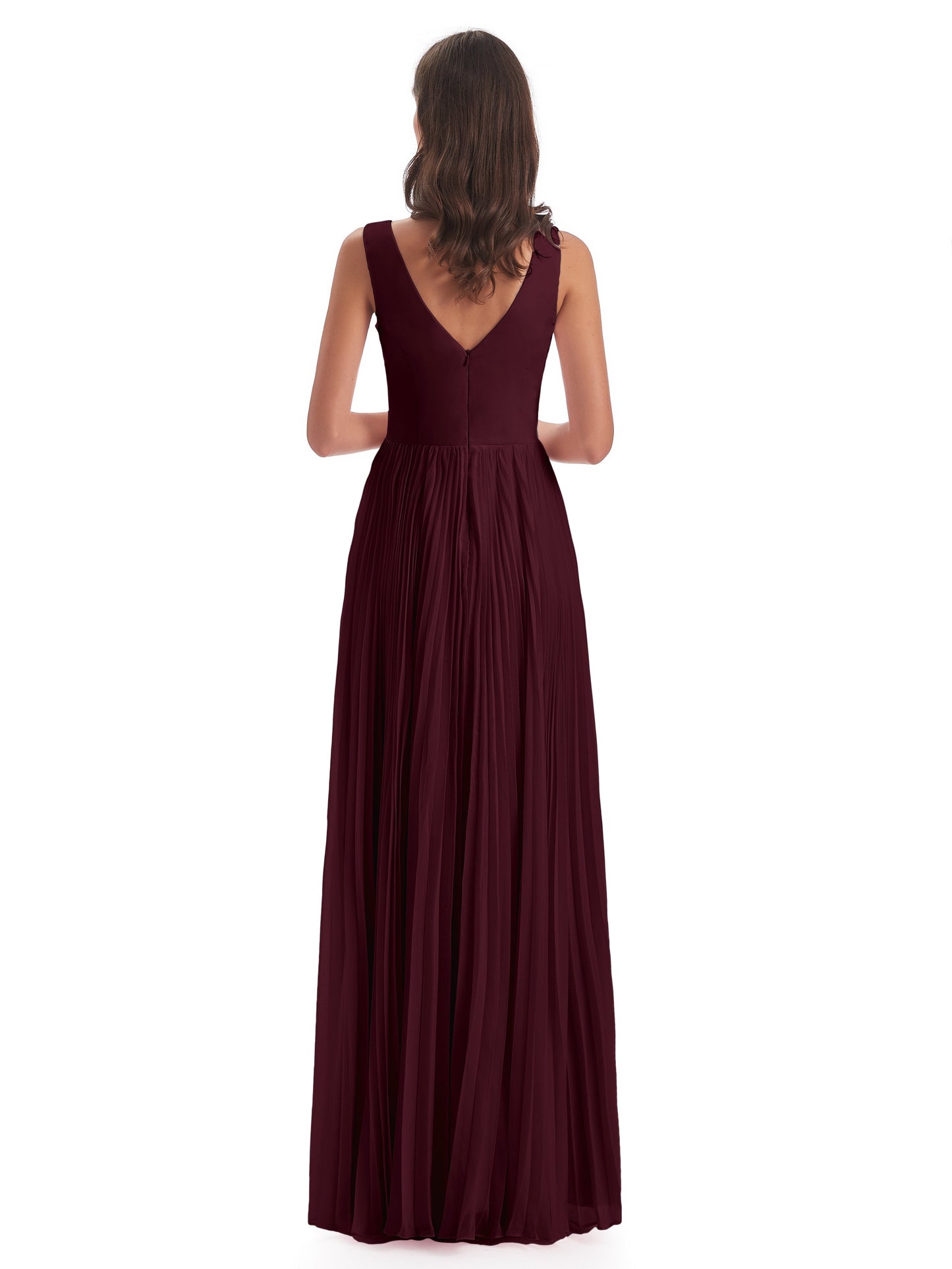 Kenya V-neck Split Chiffon Long Bridesmaid Dresses