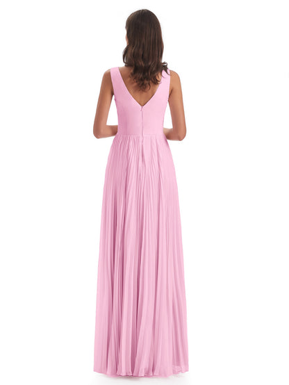 Kenya V-neck Split Chiffon Long Bridesmaid Dresses