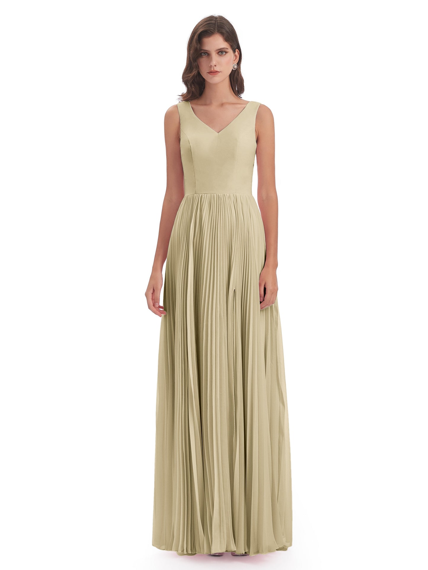 Kenya V-neck Split Chiffon Long Bridesmaid Dresses