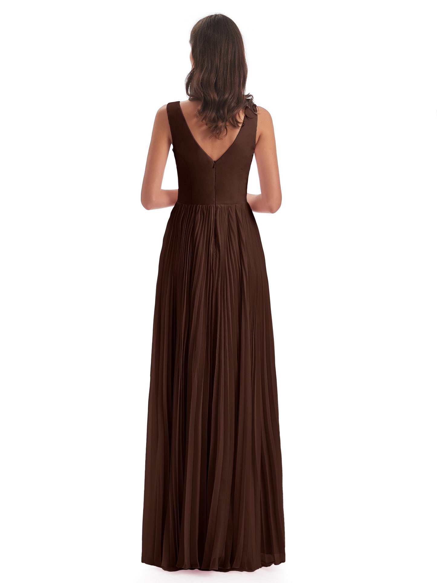 Kenya V-neck Split Chiffon Long Bridesmaid Dresses