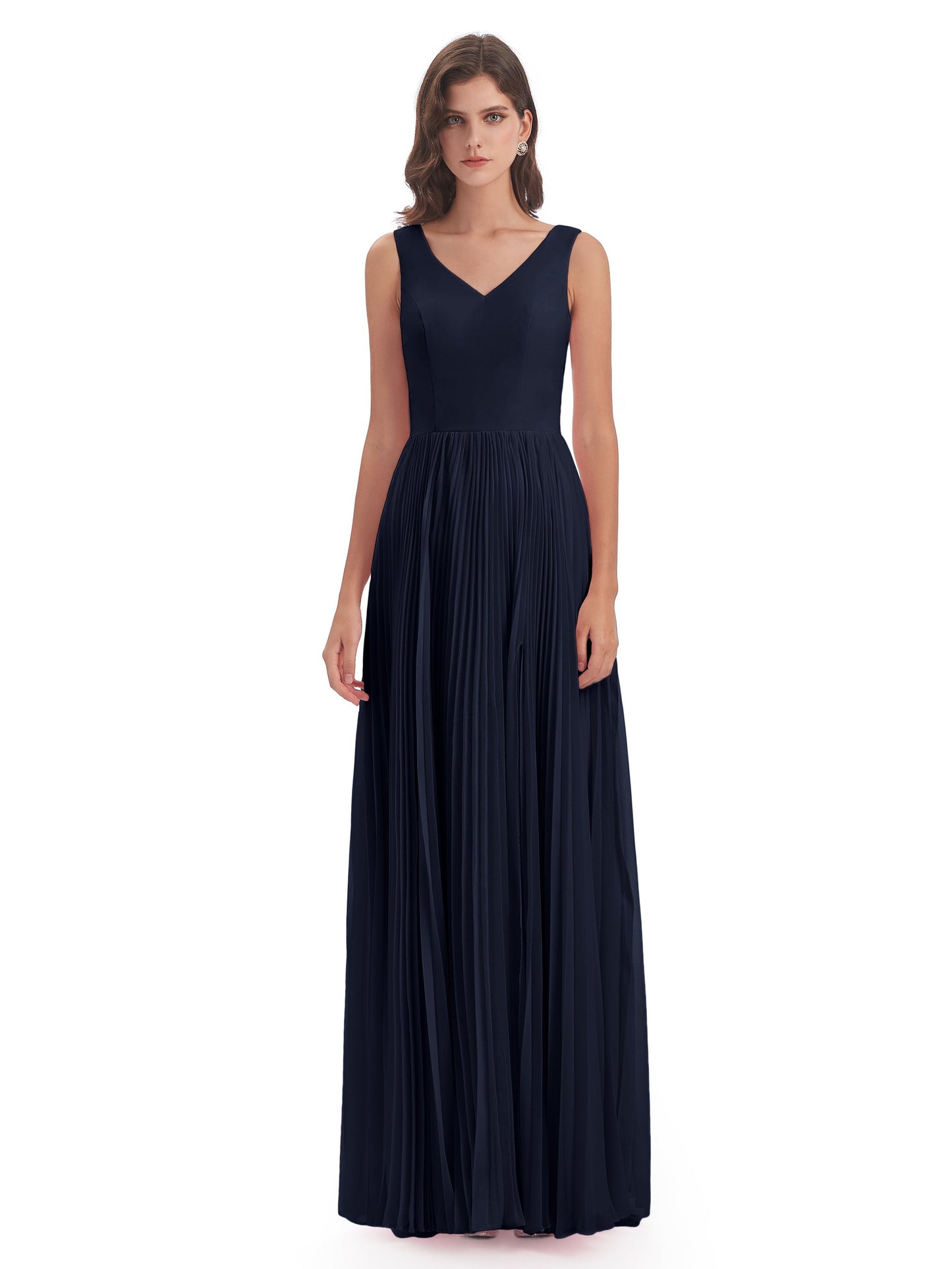 Kenya V-neck Split Chiffon Long Bridesmaid Dresses